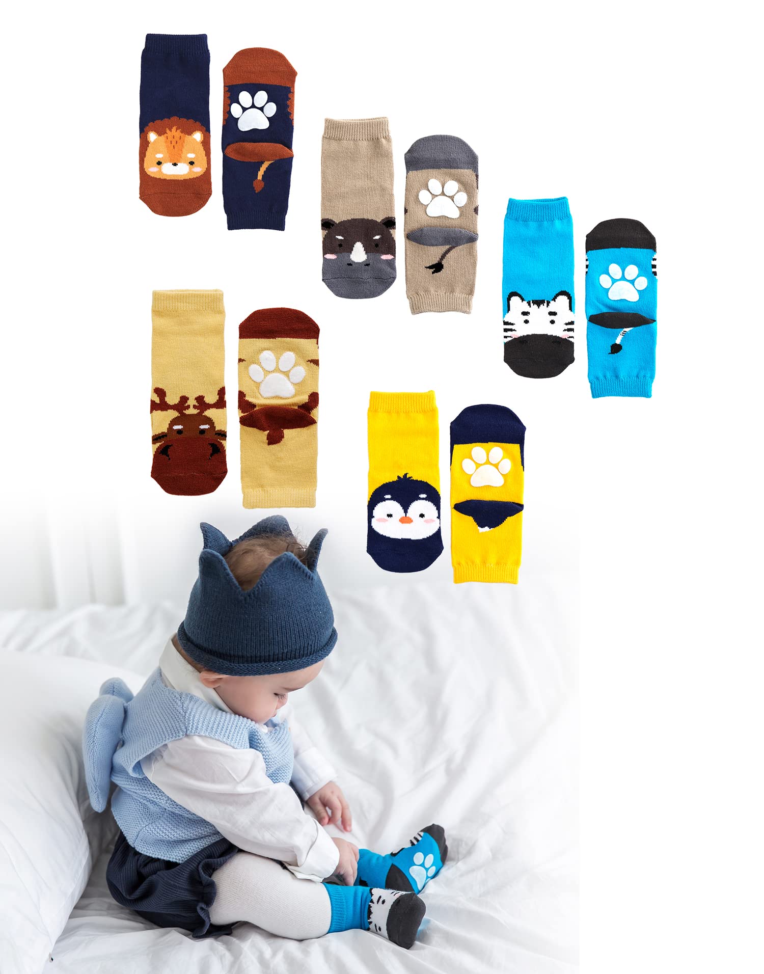 VAENAIT Baby Zoo Socks - Animal Crew Socks for Toddlers & Kids - Playtime & School
