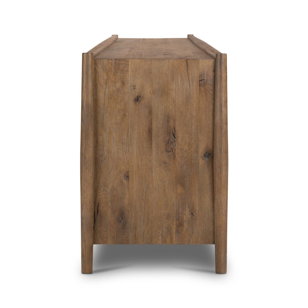 Glenview 6-Door Sideboard with Weathered Oak Veneer - Stylish Storage Cabinet for Dining Room, Living Room or Entryway