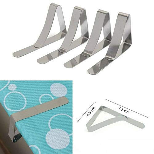 12-Pack Stainless Steel Tablecloth Clips - Heavy Duty Table Cloth Clamps for Party, Picnic, Wedding & Outdoor Dining - Secure Table Cover Holders for Rectangular & Round Tables (Silver)