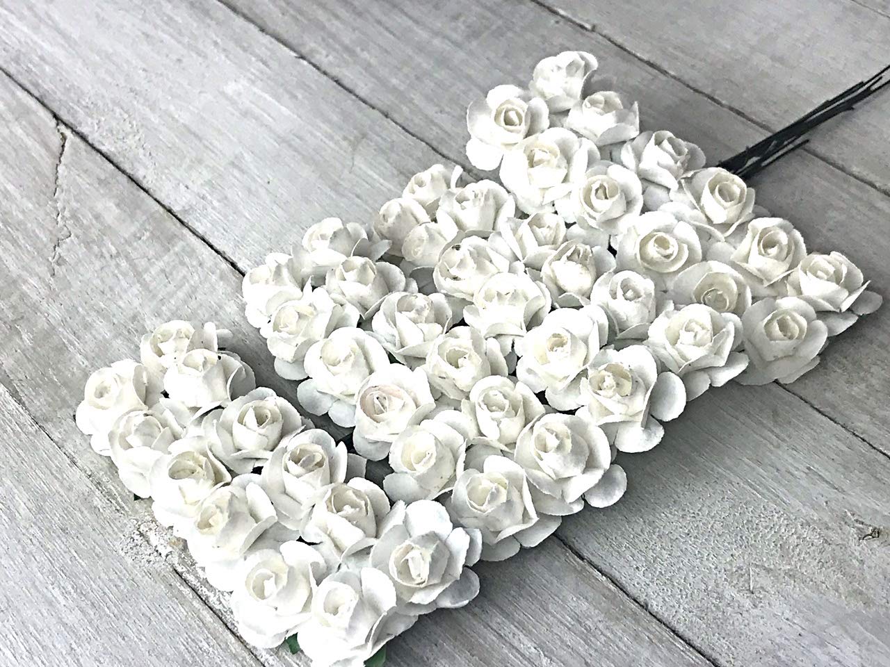 144 Pcs 15mm White Artificial Mulberry Paper Roses - DIY Wedding Scrapbooking, Bouquet Making, Valentine's Day & Anniversary Craft Embellishments - Perfect for Handmade Cards, Gift Wrapping, and Home Decor