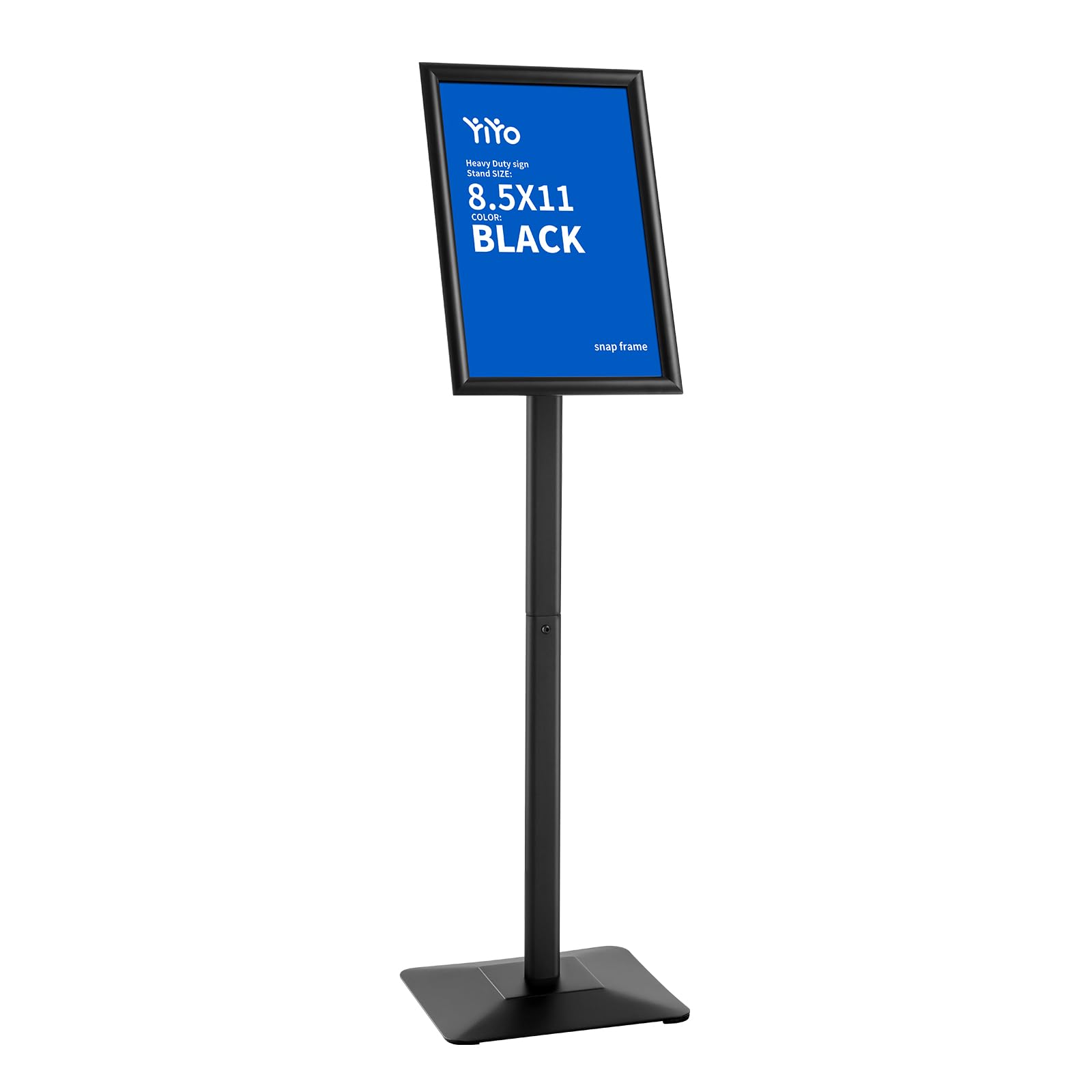 YIYO Adjustable Heavy Duty Aluminum Floor Sign Stand - 8.5x11 Inch Black Poster Display Holder for Retail, Trade Shows & Events