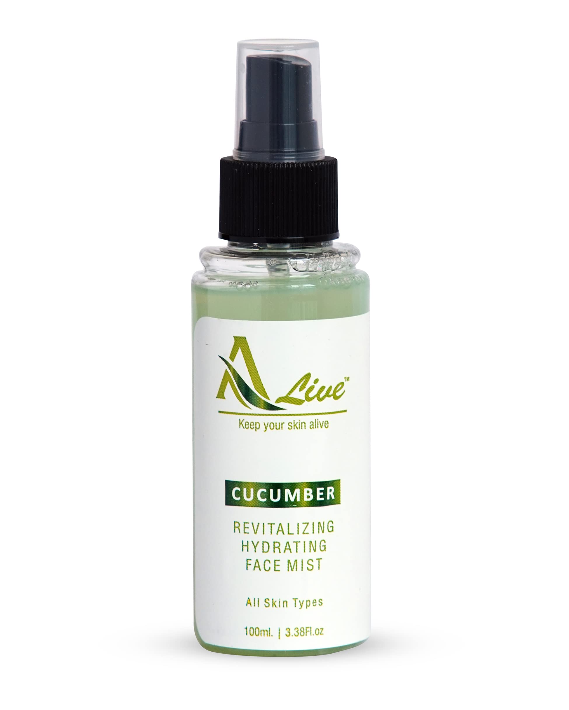 ALIVE HEALTH & BEAUTY Cucumber Revitalizing Hydrating Face Mist - 3.4 Fl Oz (100ml) | Refreshing Facial Spray for Dry Skin, Makeup Setting & On-the-Go Hydration | Travel Size, Vegan & Cruelty-Free