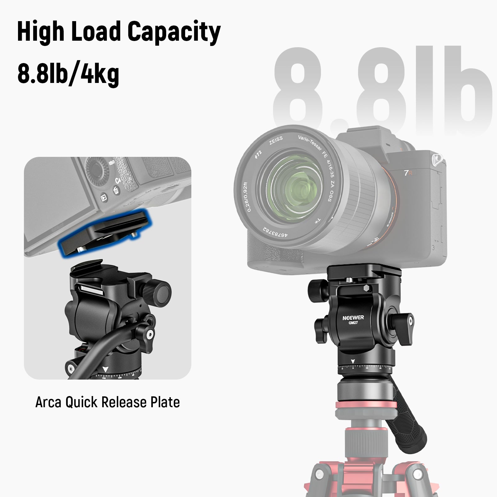 NEEWER GM27 Professional 75mm Video Tripod Fluid Head with 360° Pan & 90° Tilt - Smooth Camera Movement for DSLR, Mirrorless, Camcorders - Perfect for Vlogging, Filmmaking, Live Streaming & Photography