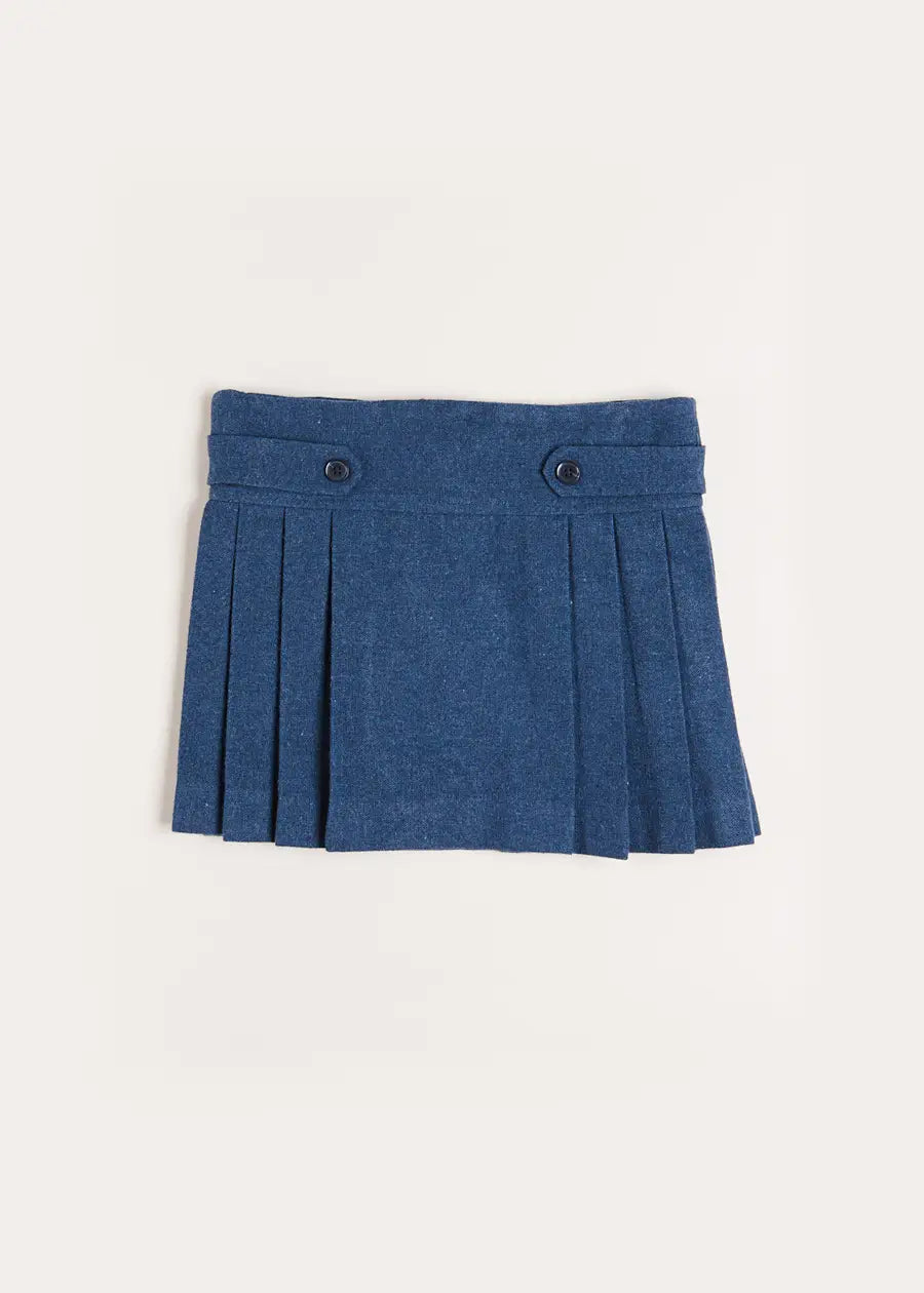 Blue Pleated Kilt Skirt for Girls 4-10 Years | Tartan School Uniform Skirt | Perfect for School, Dance & Special Occasions