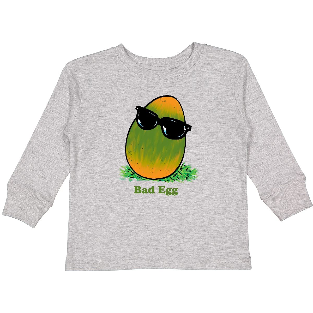 Easter Green and Yellow Bad Egg Toddler Long Sleeve T-Shirt - Cute Holiday Outfit for Boys & Girls - Perfect for Easter Egg Hunts, Family Photos & Spring Celebrations