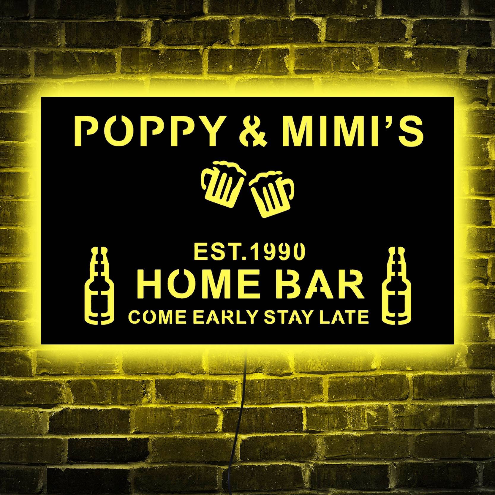 Custom LED Wood Bar Sign - Personalized Night Light for Tavern & Pub Decor | Perfect for Home Bars, Man Caves, and Game Rooms