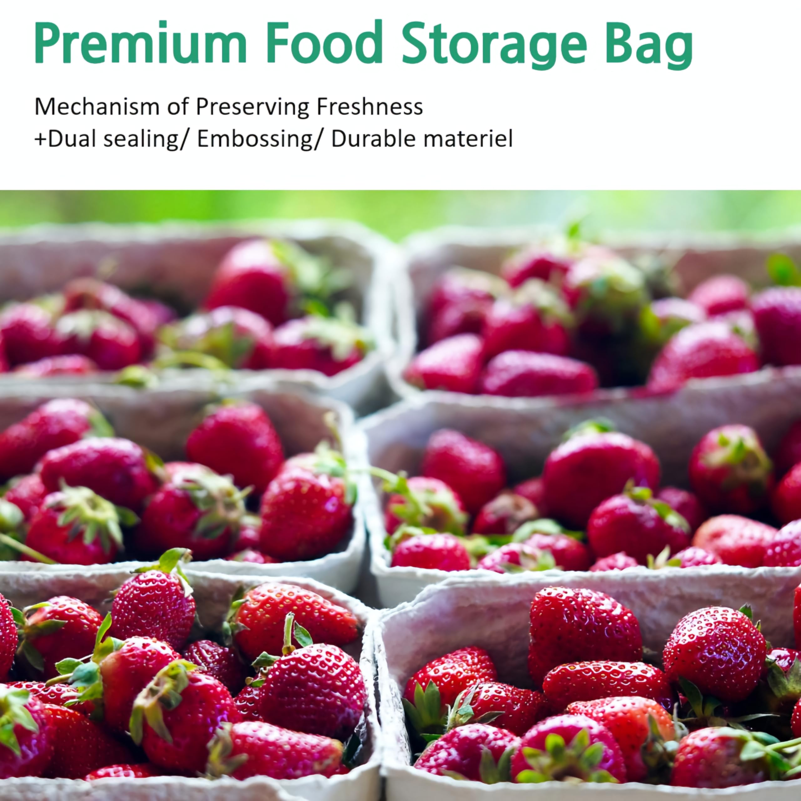 Eco-Friendly Green Food Storage Bags - 200 Count, 9.84