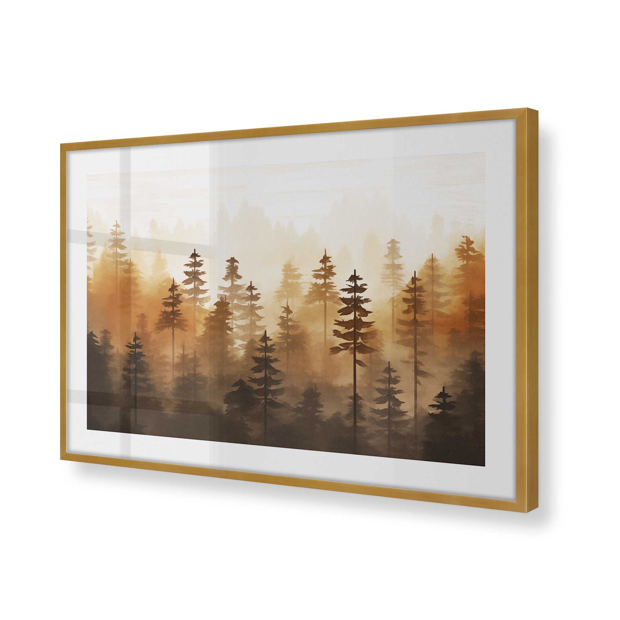 Golden Mist Woodland Print Wall Art - Nature-Inspired Canvas Painting for Home & Office Decor - Perfect for Living Room, Bedroom & Study Room