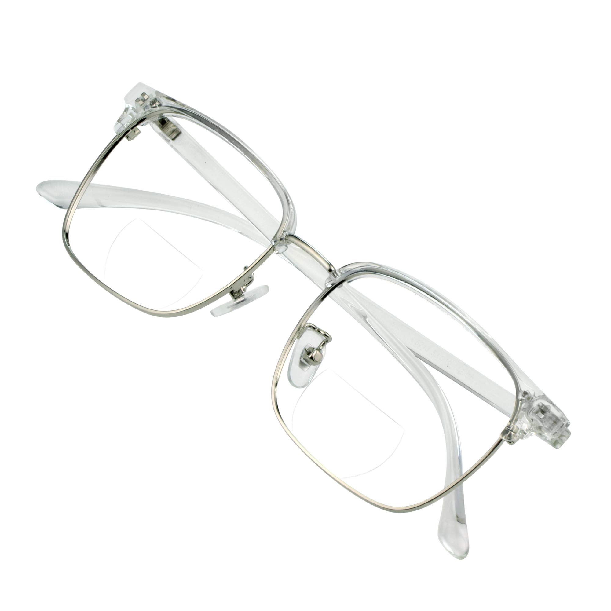 VisionGlobal Blue Light Blocking Glasses for Women & Men - Bifocal Computer Reading Glasses with Stylish Square Frame - Reduce Eye Strain for Office Work, Gaming & Screen Time
