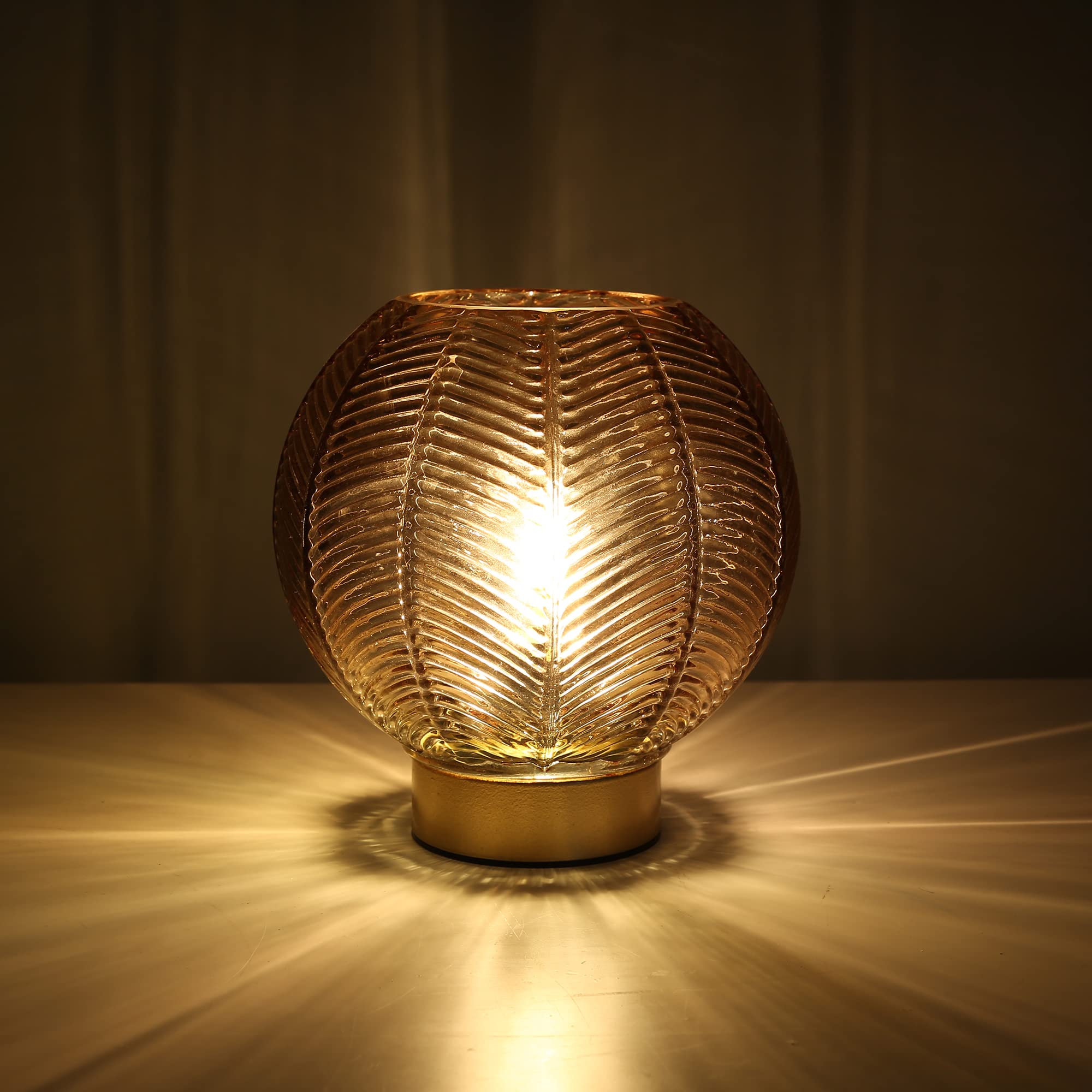 Battery Operated LED Table Lamp with Timer - Cordless Night Light for Bedroom, Living Room, Corner Decor - Amber Glow for Cozy Ambiance & Relaxation