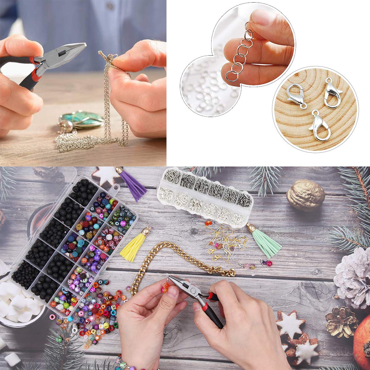 1504pcs Jewelry Making Kit with Open Jump Rings, Lobster Clasps & Tools - Bright Silver Jump Ring Set for Necklace Repair, DIY Jewelry Crafting - Perfect for Home Jewelry Making & Professional Repair Work