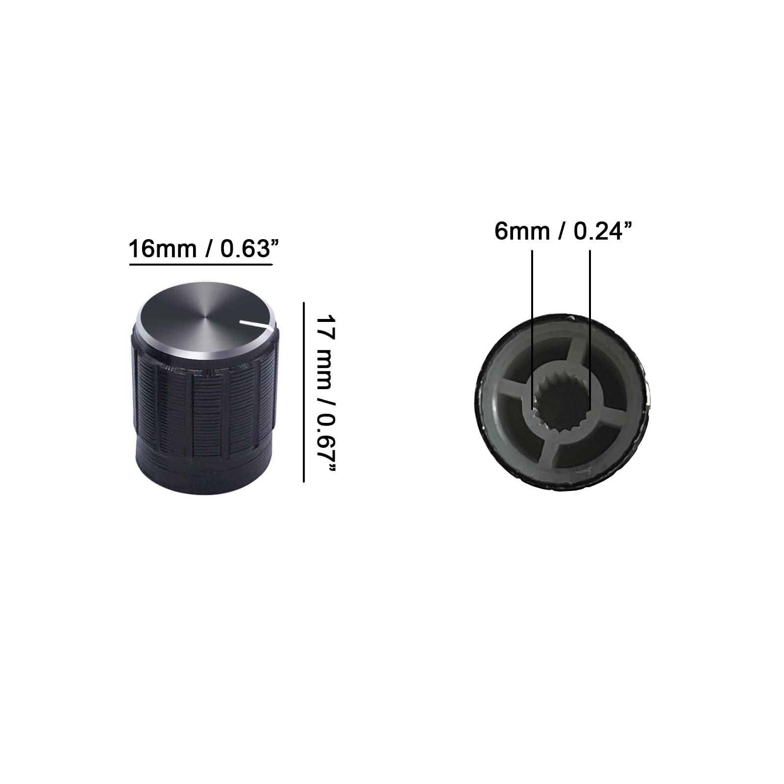 10pcs 6mm Black Lamp Dimmer Rotary Switch Knob Control 17x17mm - Replacement for Floor Lamp & Table Lamp - Perfect for Home, Office, and Studio Lighting Adjustments