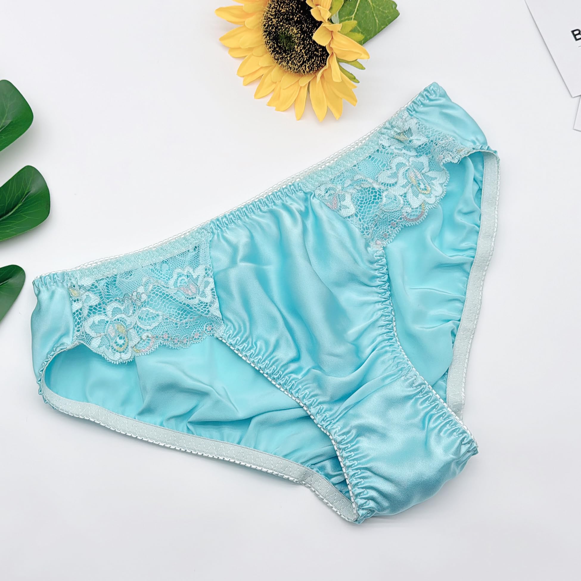 Silk Panties for Women - Lace Cheeky Underwear Set, Lightweight & Smooth Classic Briefs for Daily Wear, Sleep & Special Occasions