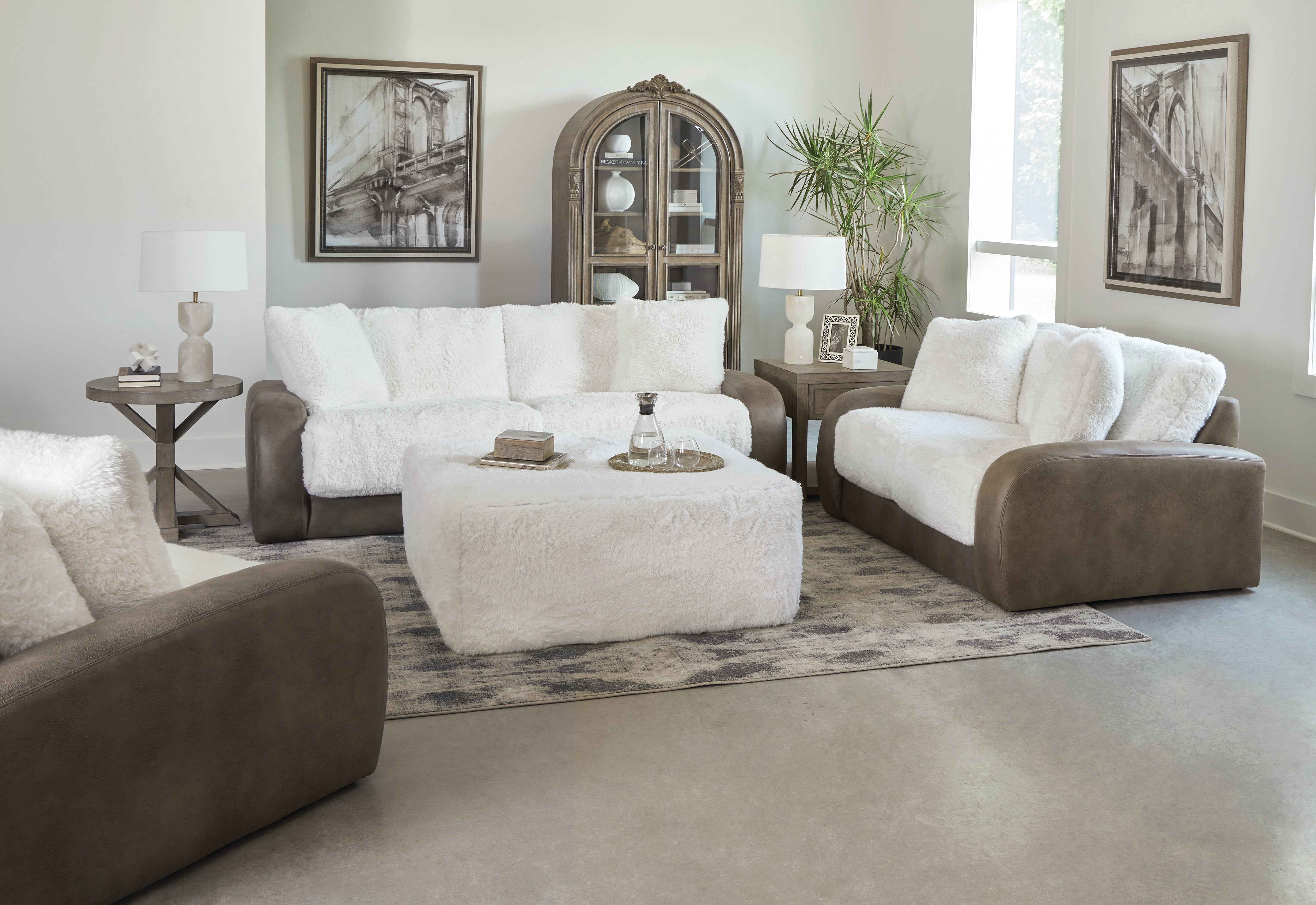 Snowball Taupe Sofa & Loveseat Set - Modern 2-Piece Living Room Furniture for Small Spaces | Cozy Comfort for Apartments, Dorms & Home Theaters