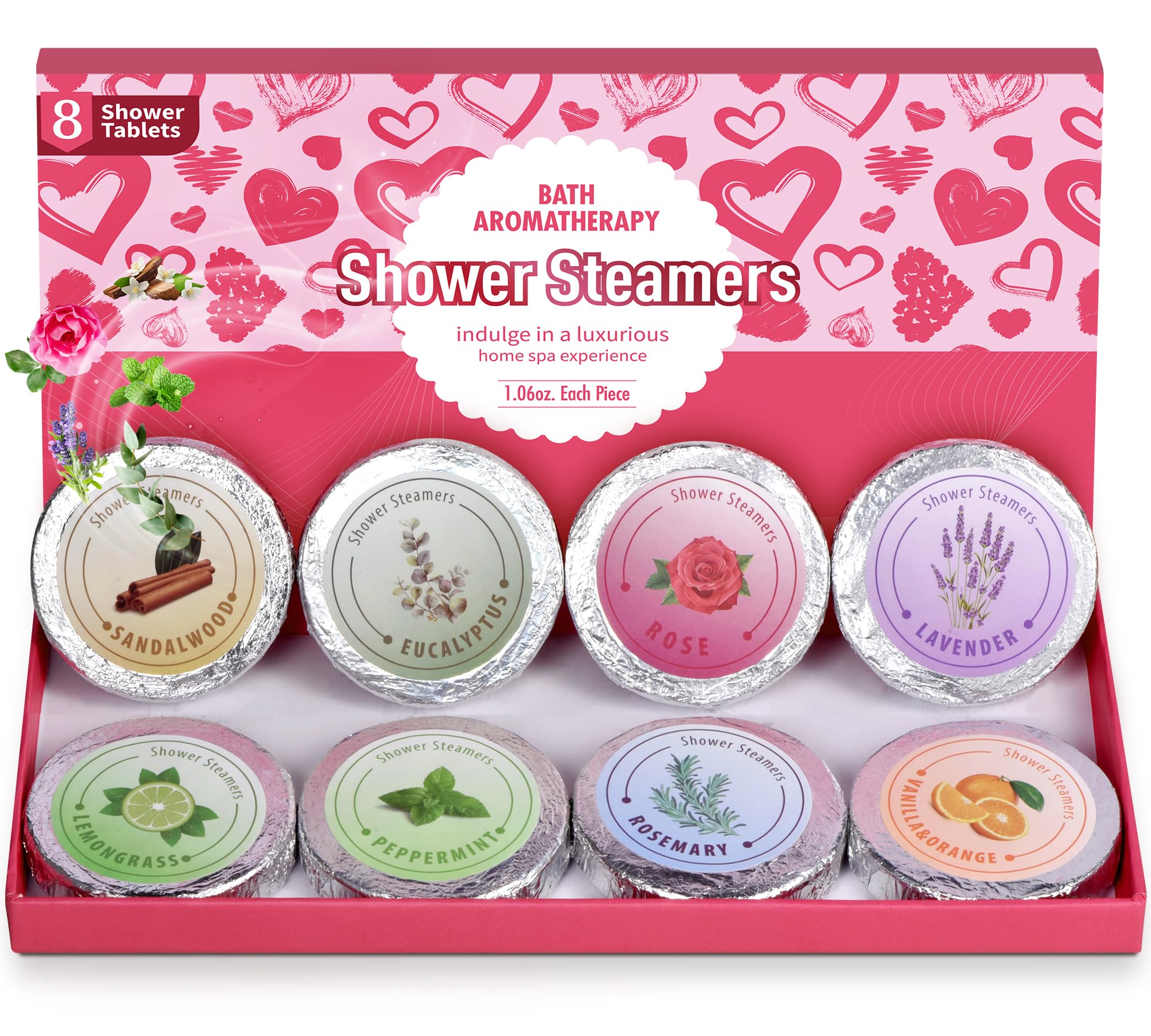 2024 Organic Aromatherapy Shower Steamers - 8 Pack Essential Oil Shower Bombs for Nasal Relief, Stress Relief & Relaxation | Perfect Birthday Gifts for Women, Self Care Gifts for Girls, Stocking Stuffers for Friends & Family | Use in Bathroom for Spa-Like Experience, Morning Refreshment & Nighttime Relaxation