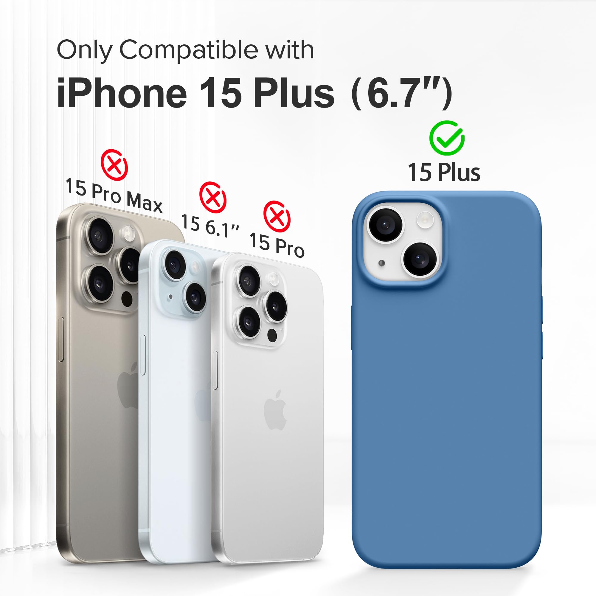 Magnetic Silicone Case for iPhone 15 Plus - MagSafe Compatible with Camera Protector & Screen Protector | Shockproof Protective Phone Cover 6.7