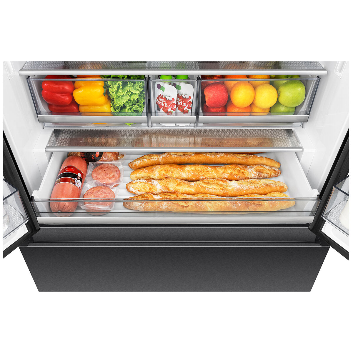 Hisense 634L French Door Refrigerator with Plumbed Water Dispenser - Black Stainless Steel (HRFD634BW) | Energy Efficient Large Capacity Fridge for Modern Kitchen & Family Use