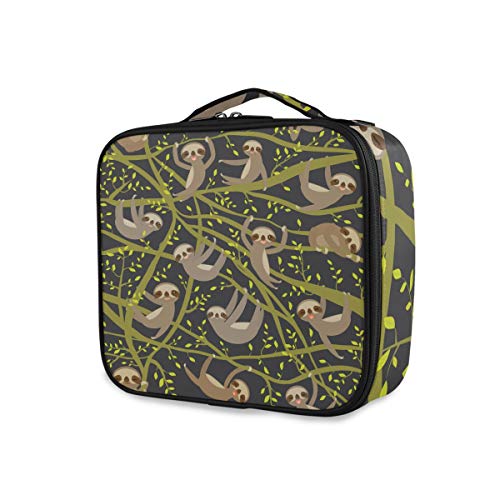 ALAZA Dark Green Sloth Makeup Organizer Travel Toiletry Bag - Waterproof Cosmetic Storage Pouch for Travel, Gym, and Daily Use