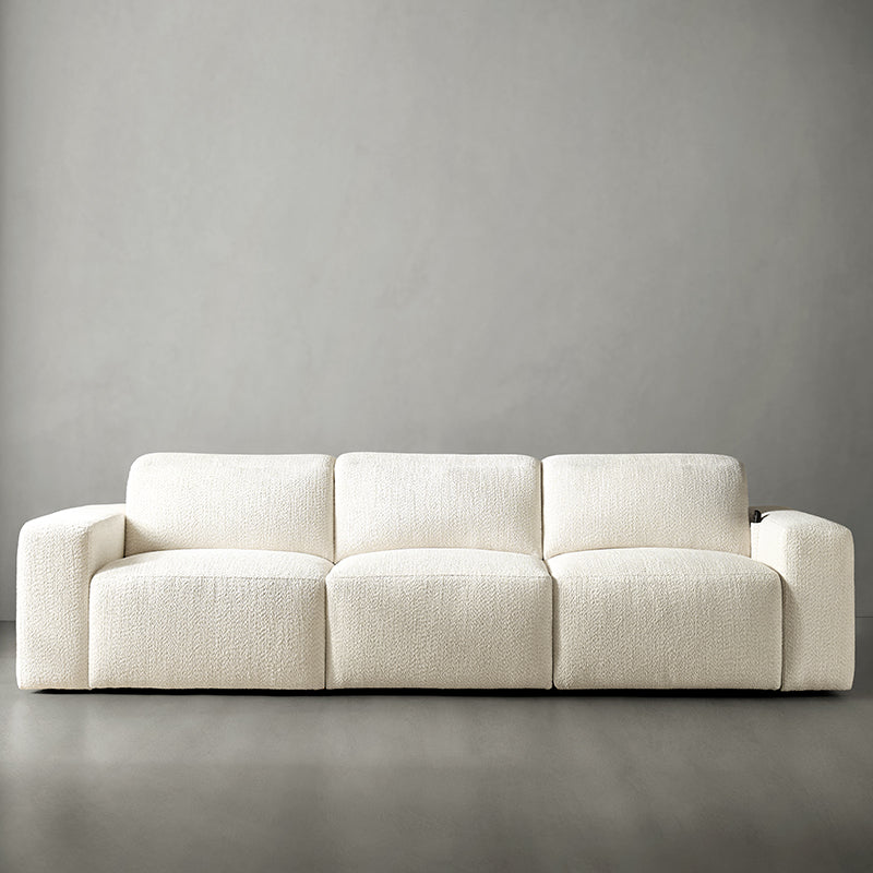 Modern Chenille Reclining Sofa with 3 Electric Recliners & Sofa Bed Functionality - Comfortable Living Room Furniture for Movie Nights & Guest Accommodation
