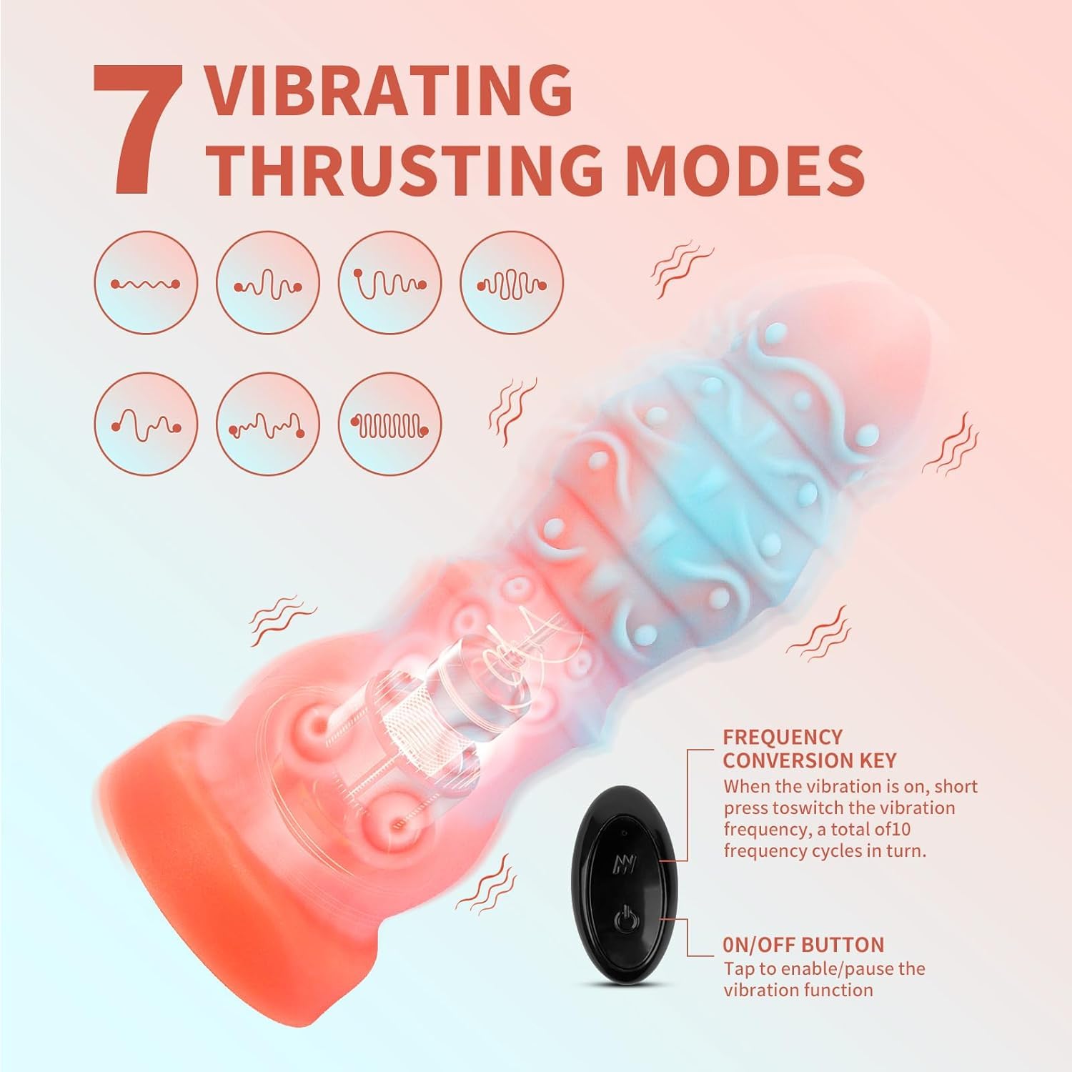 Fantasy Knot Dildo - 9 Inch Large Thick Vibrating Sex Toy with 7 Powerful Modes for G-Spot & Anal Stimulation - Adult Pleasure Toy for Men & Women - Perfect for Solo Play, Couples & BDSM Scenes