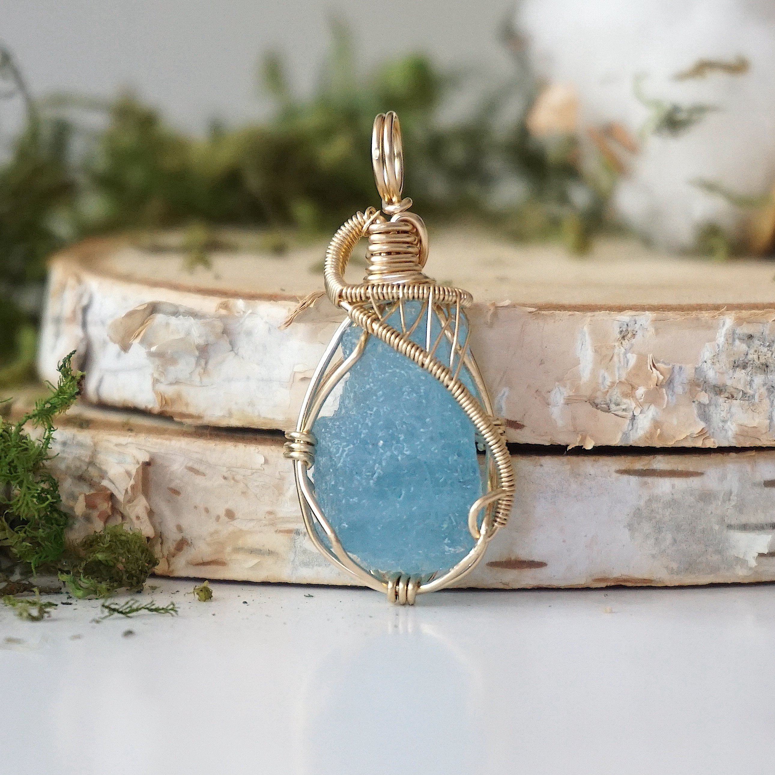 14K Gold Filled Aquamarine Pendant Necklace for Women - March Birthstone Jewelry Gift for Mom, Wife, or Girlfriend - Perfect for Weddings, Anniversaries & Everyday Elegance