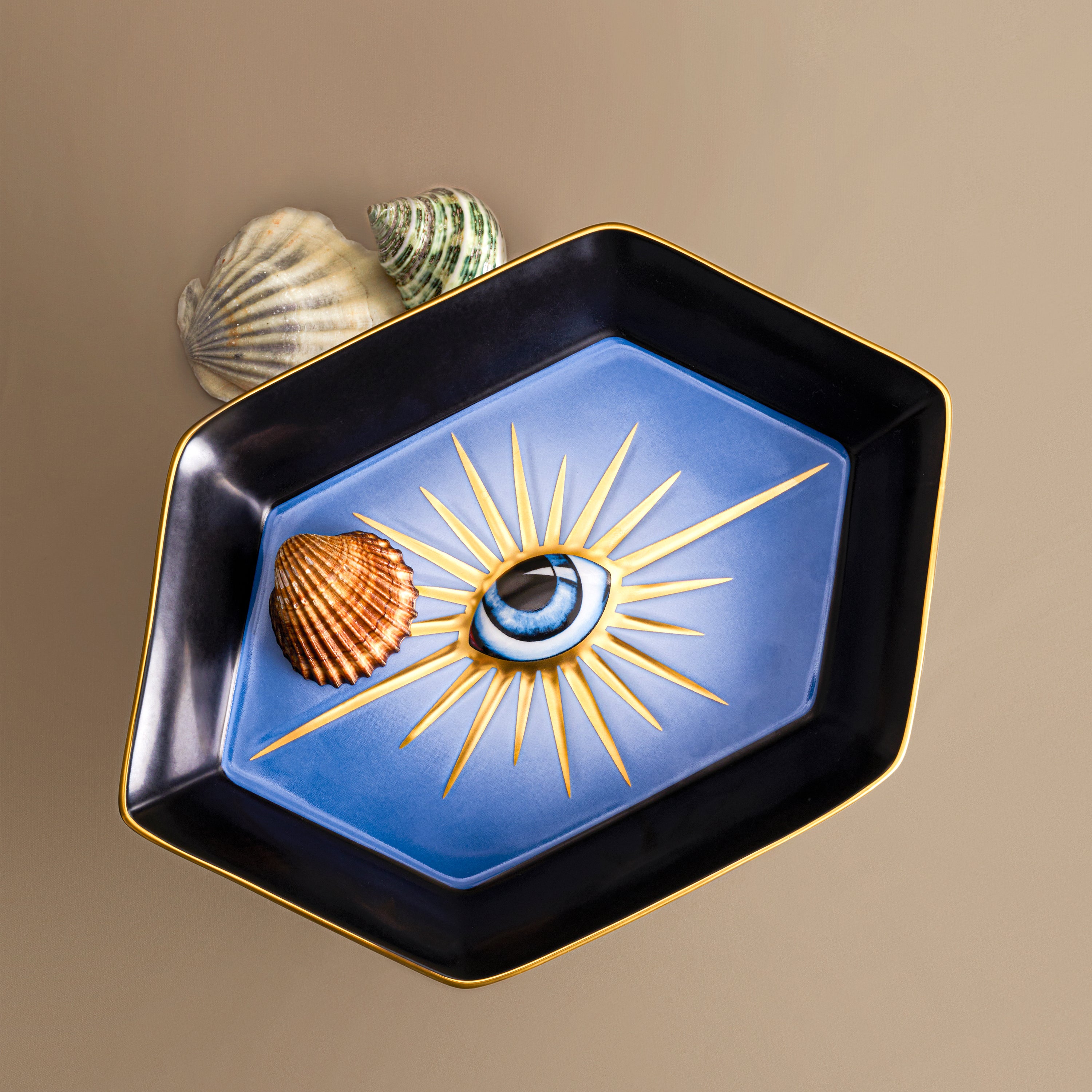 Hexagon Tray - Blue Geometric Serving Tray for Home Decor, Coffee Table Centerpiece, Bathroom Organizer & Jewelry Display