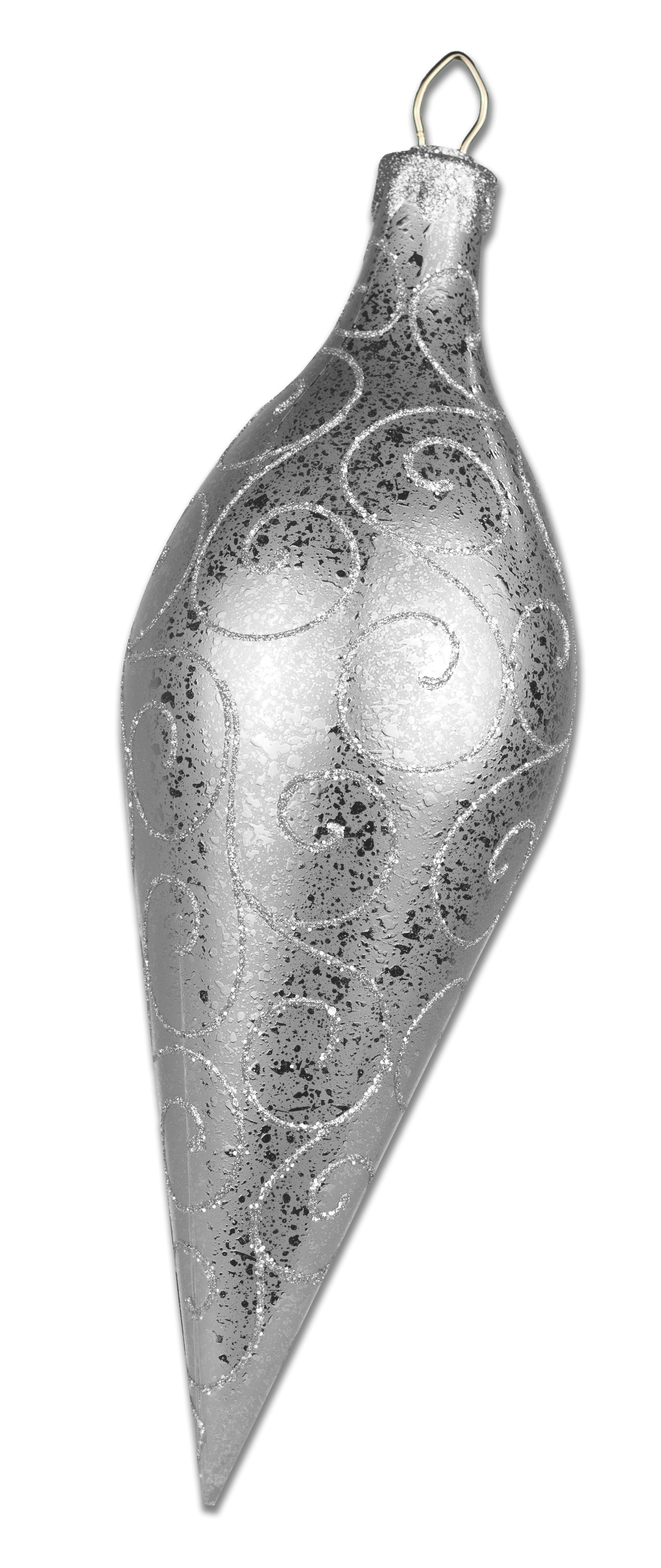 16 Silver Glitter Swirl Finial Ornaments - Elegant Home Decor for Christmas Tree, Gift Topper, and Mantelpiece Decoration