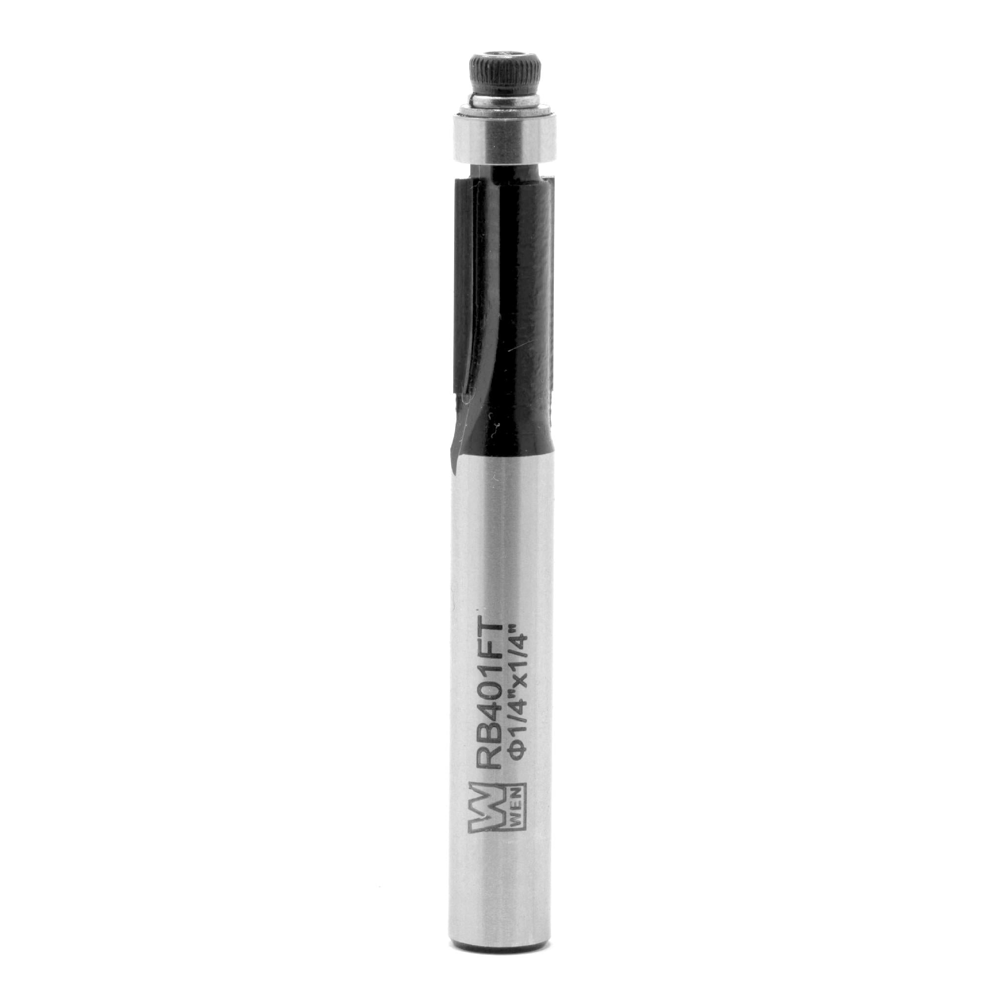 WEN RB401FT 1/4 Inch Flush Trim Carbide Tipped Router Bit with 1/4 Inch Shank - Perfect for Woodworking, Cabinet Making, and DIY Projects