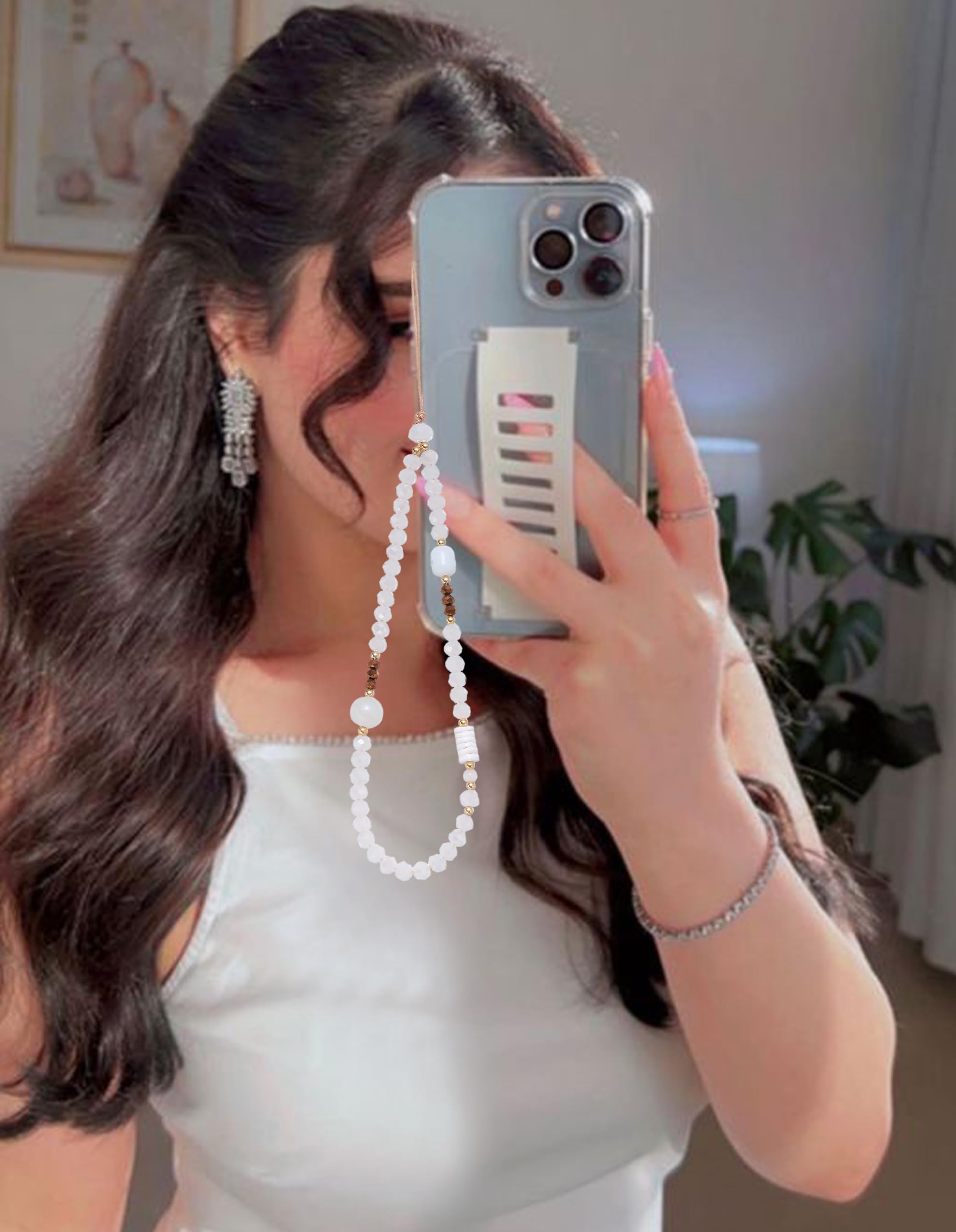 Beaded Phone Lanyard Wrist Strap - Stylish Phone Charm Chain Accessory for Women | Perfect for Phone Cases, Work ID Badges & Everyday Carry