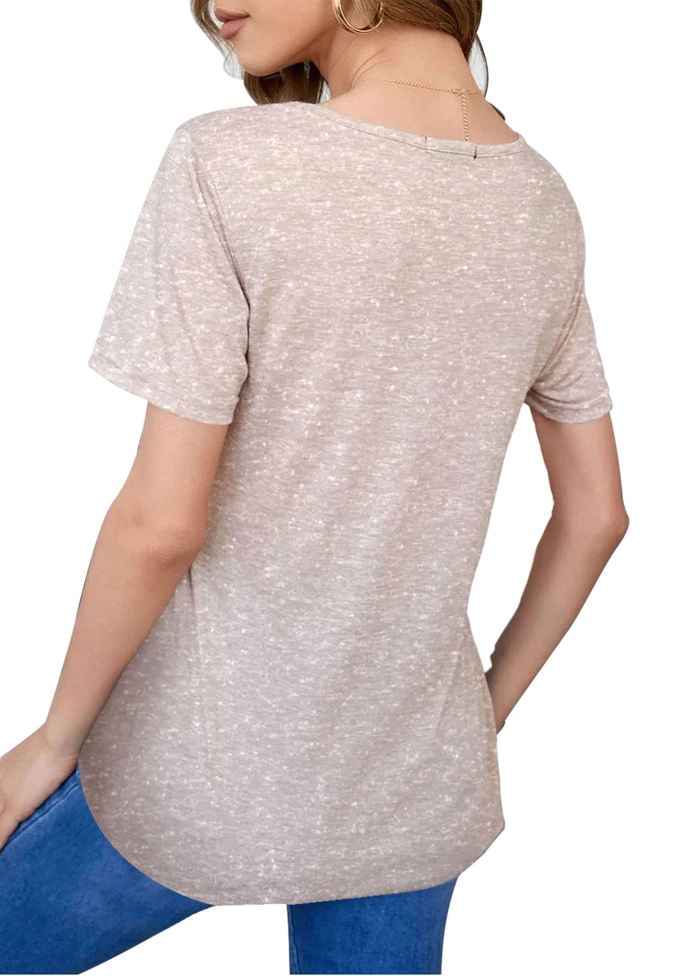 Women's Plus Size Short Sleeve V-Neck T-Shirts - Summer Loose Casual Blouses & Basic Tees for Trendy Fashion | Perfect for Beach Outings, Weekend Wear & Everyday Comfort