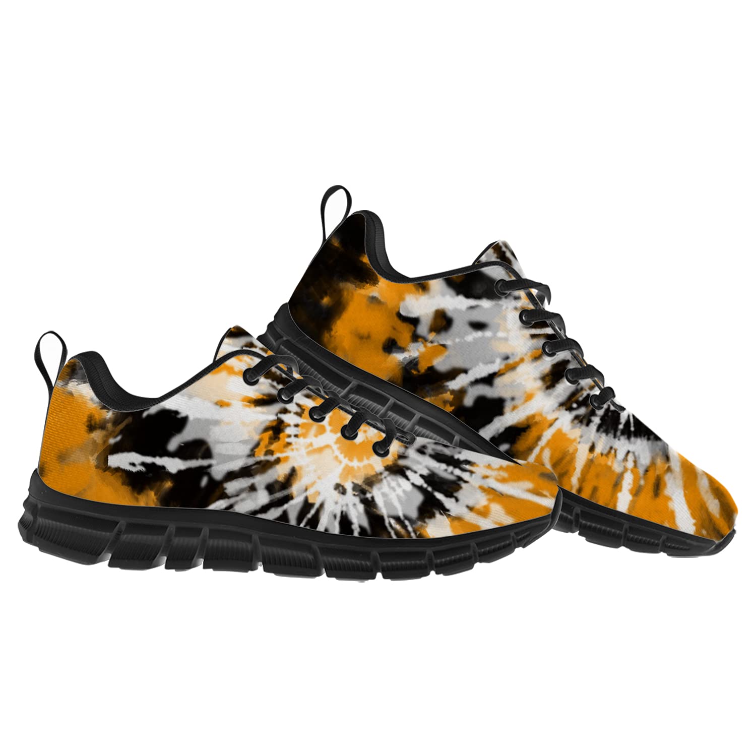 Trendy Yellow Tie Dye Sneakers for Men & Women - Lightweight Breathable Tennis Shoes for Outdoor Activities | Perfect Gift for Her, Mom & Dad | Men's Size 9.5, Women's Size 11 | Ideal for Running, Walking & Casual Wear