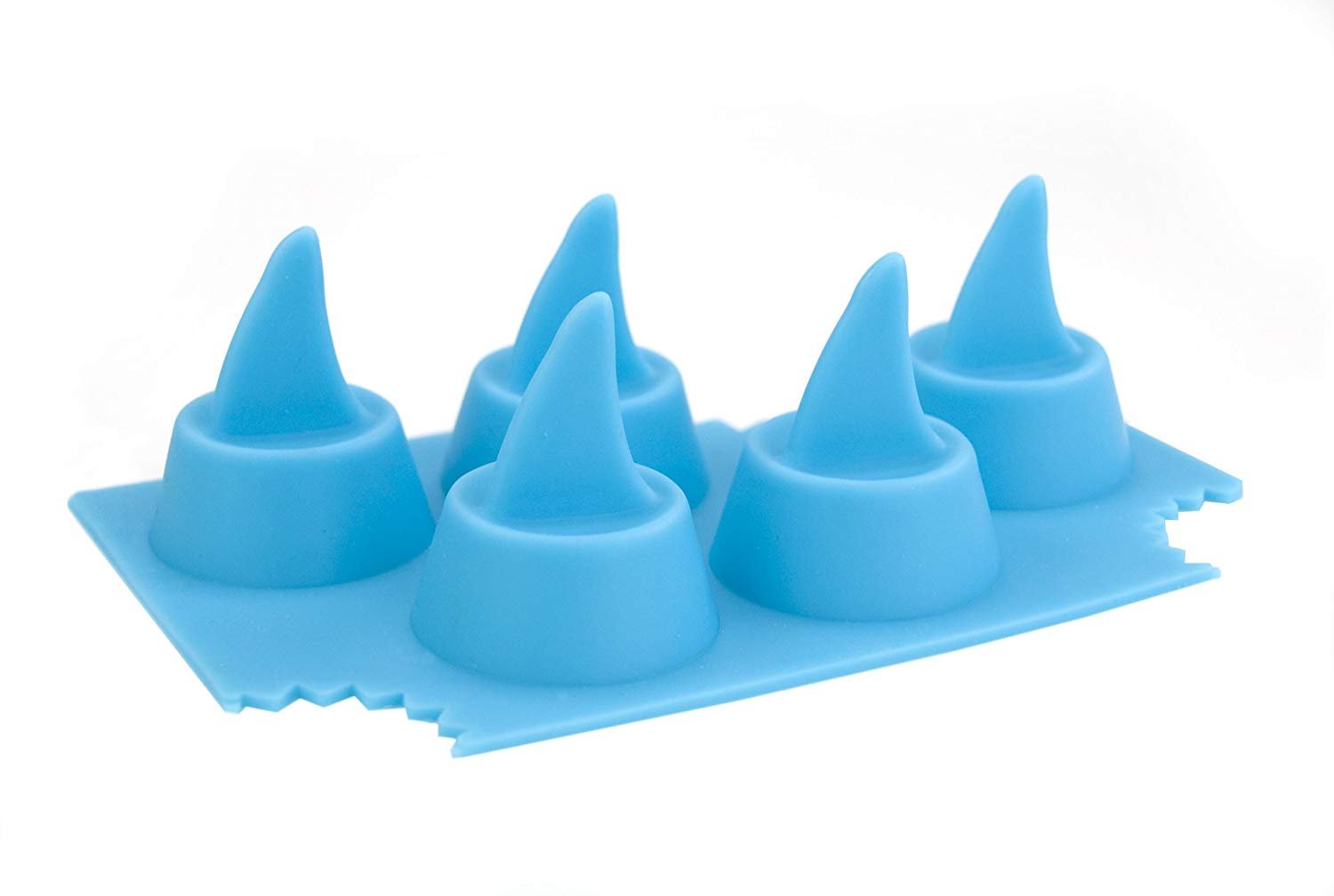 Mustard Shark Fin Ice Tray - Silicone Mold for Fun Cocktail Ice Cubes - Perfect for Summer Drinks, Parties & Themed Events