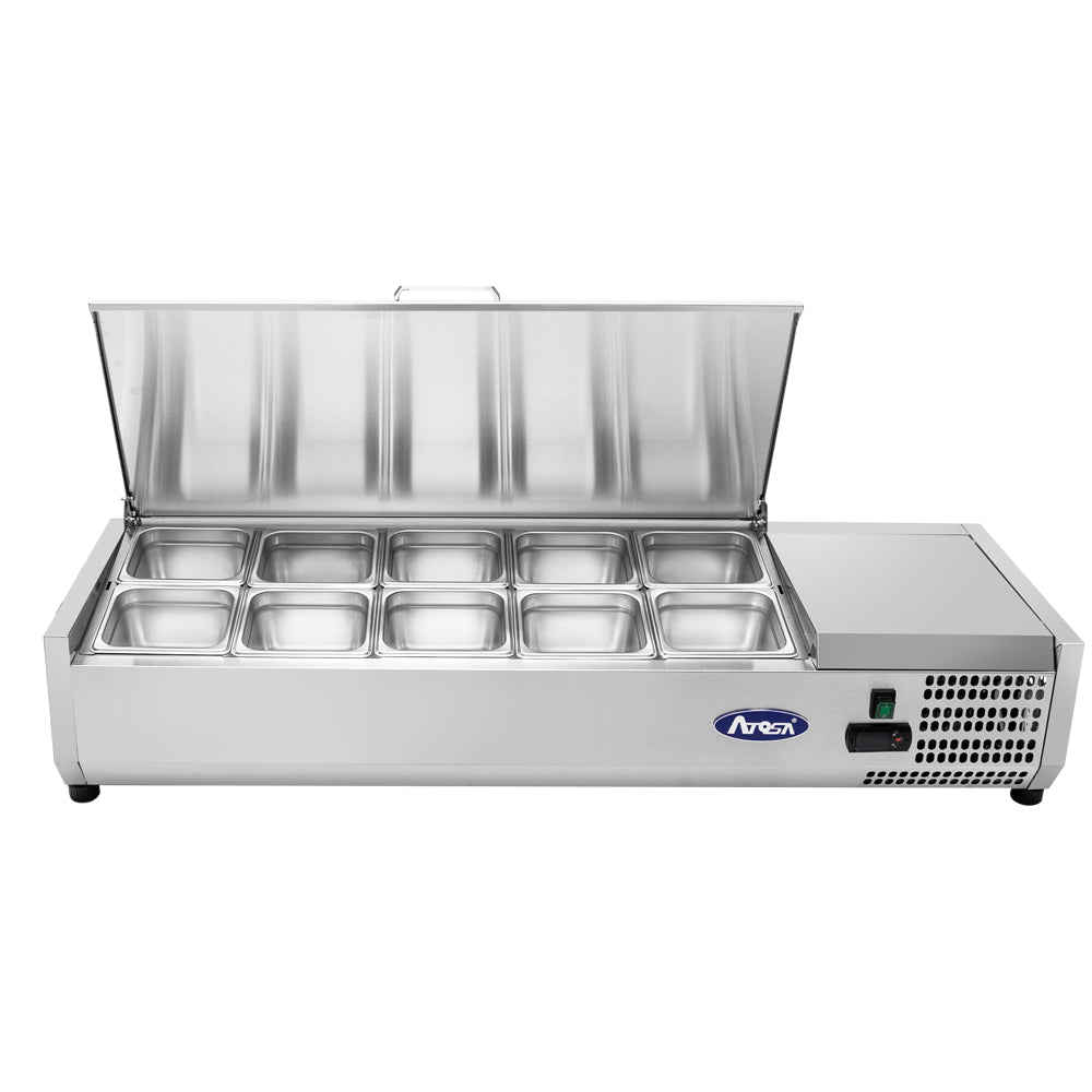 Atosa MSCT 48 10 Stainless Steel Commercial Refrigerated Countertop Prep Station with 1.5 Cu.Ft Capacity - Perfect for Restaurants, Bakeries & Delis