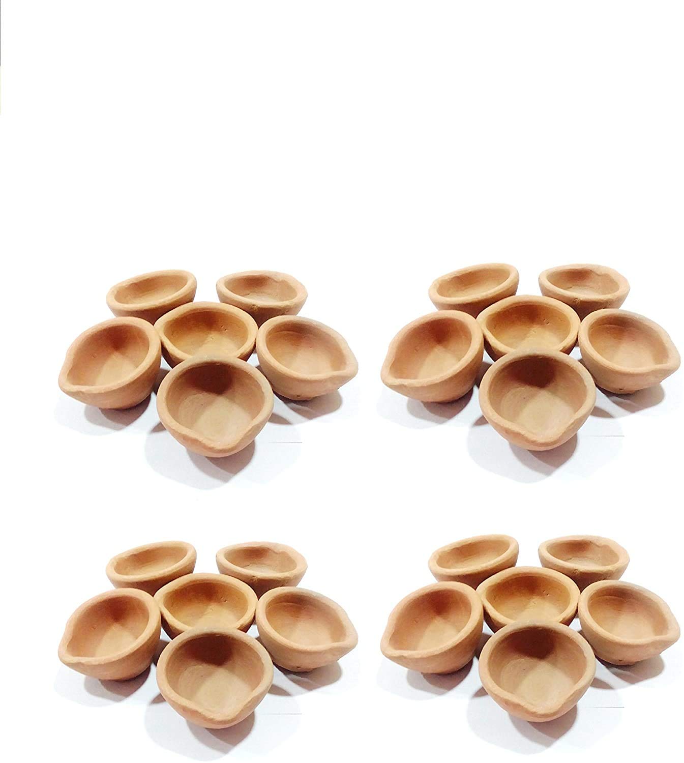50 Pack Handcrafted Indian Clay Oil Lamps (Diyas/Deepak) - Eco-Friendly Terracotta Tea Lights for Diwali, Weddings, Home Decor & Temple Pooja Ceremonies