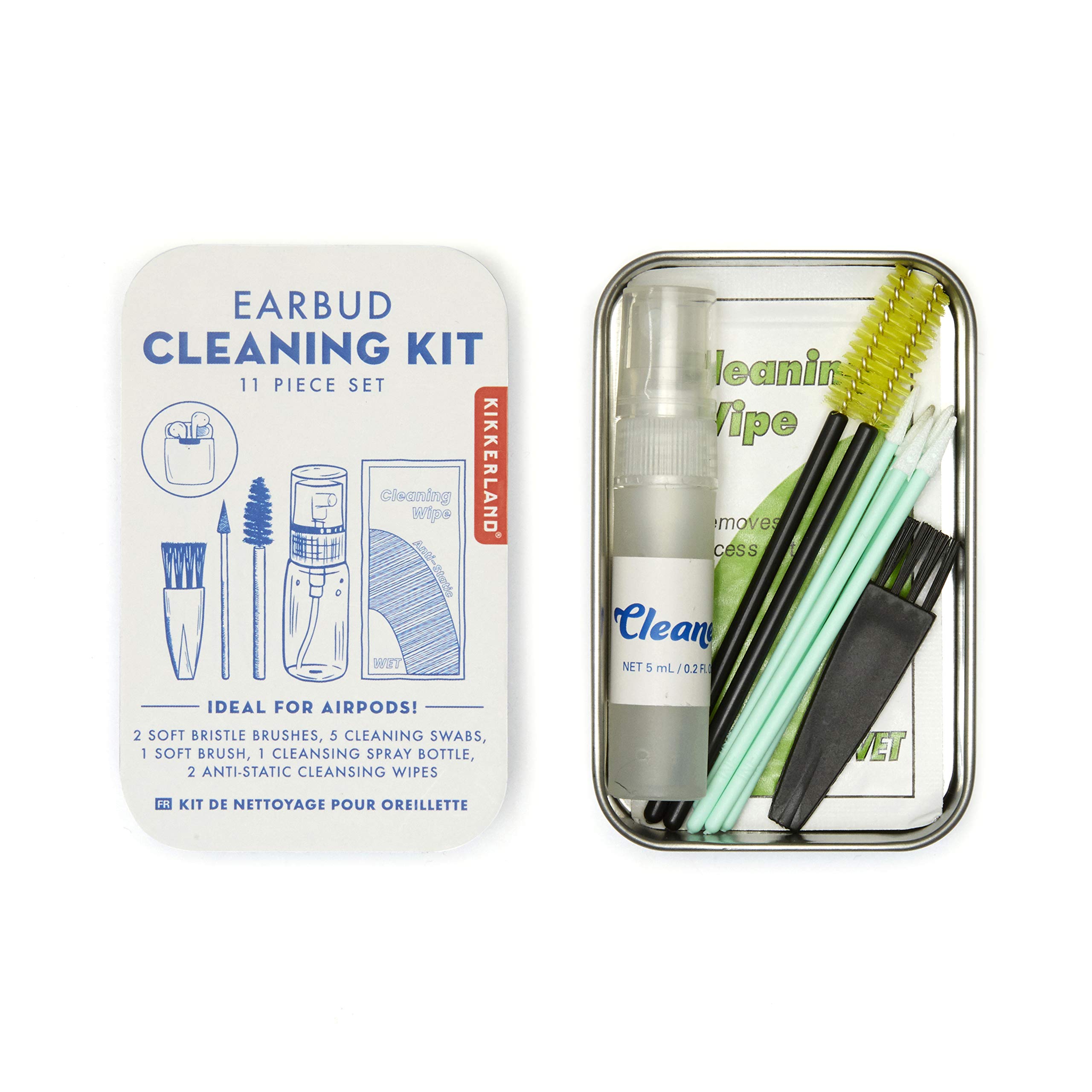 Kikkerland Earbud Cleaning Kit - Wireless Headphone & Earbud Cleaner Tool Set with Brush & Wax Pick - Perfect for AirPods, Galaxy Buds & Wireless Earbuds Maintenance at Home, Office or Gym