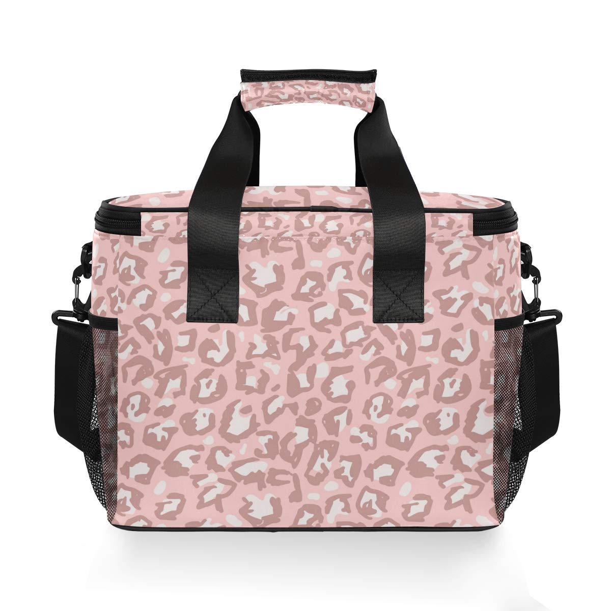 ALAZA Grunge Leopard Print Pink Large Insulated Cooler Lunch Bag - Waterproof Picnic Cooler for Camping, Beach, BBQ & Outdoor Activities | Perfect for Work, School & Family Outings