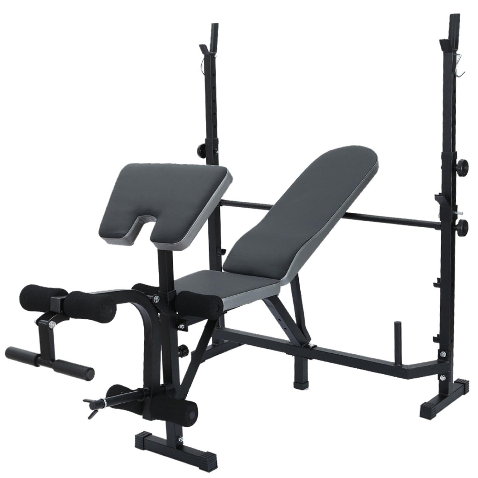 Adjustable Weight Bench with Olympic Bar Rack, Leg Extension & Preacher Curl - Heavy Duty Home Gym Equipment for Full Body Workout & Strength Training - Perfect for Home Fitness, Bodybuilding & Cross Training