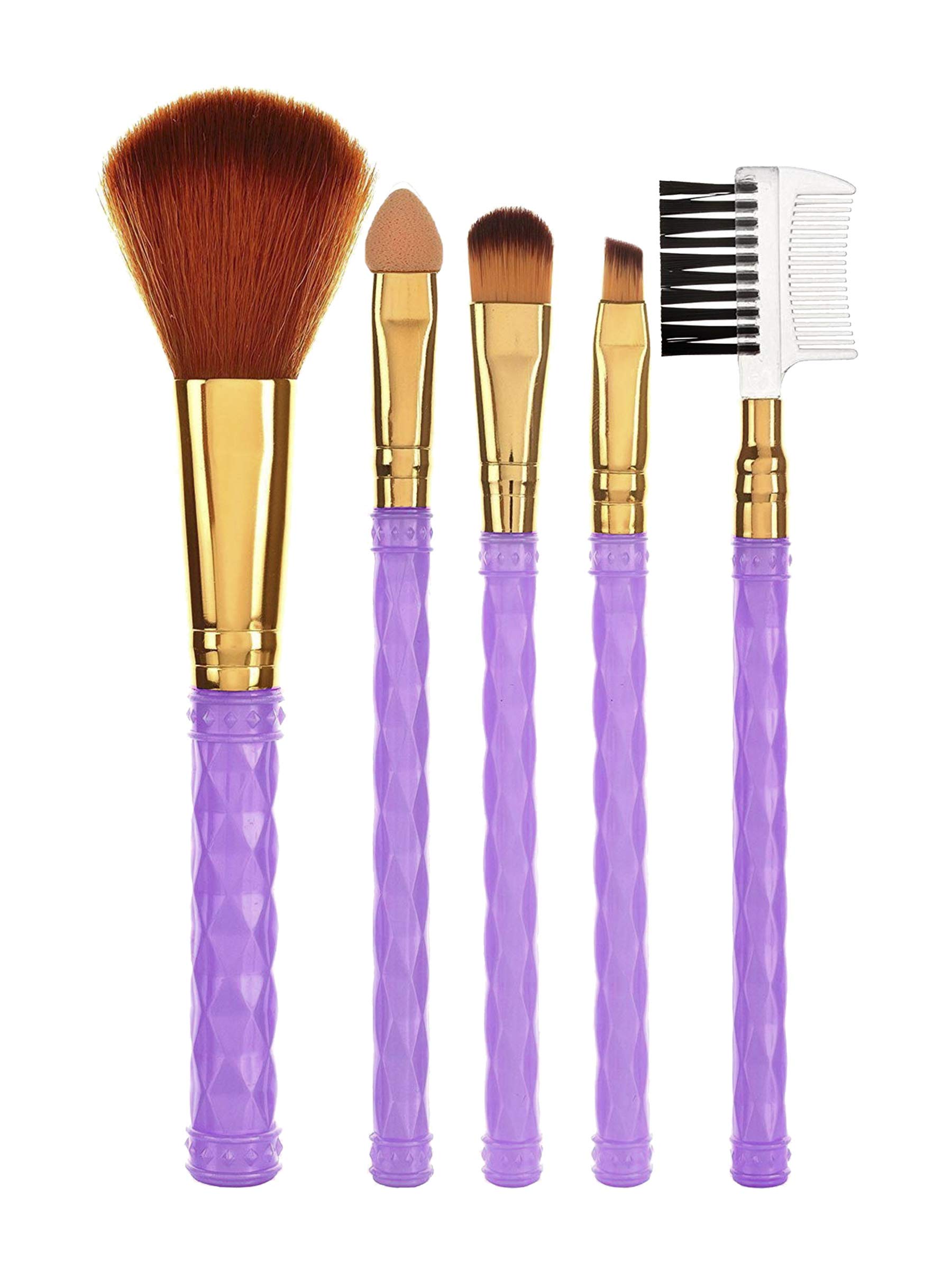 AY 5-Piece Makeup Brush Set with 1 Sponge Puff (Colors Vary) - Professional Face & Eye Cosmetic Brushes for Cream, Liquid & Powder - Perfect for Daily Makeup, Travel & Professional Makeup Artists