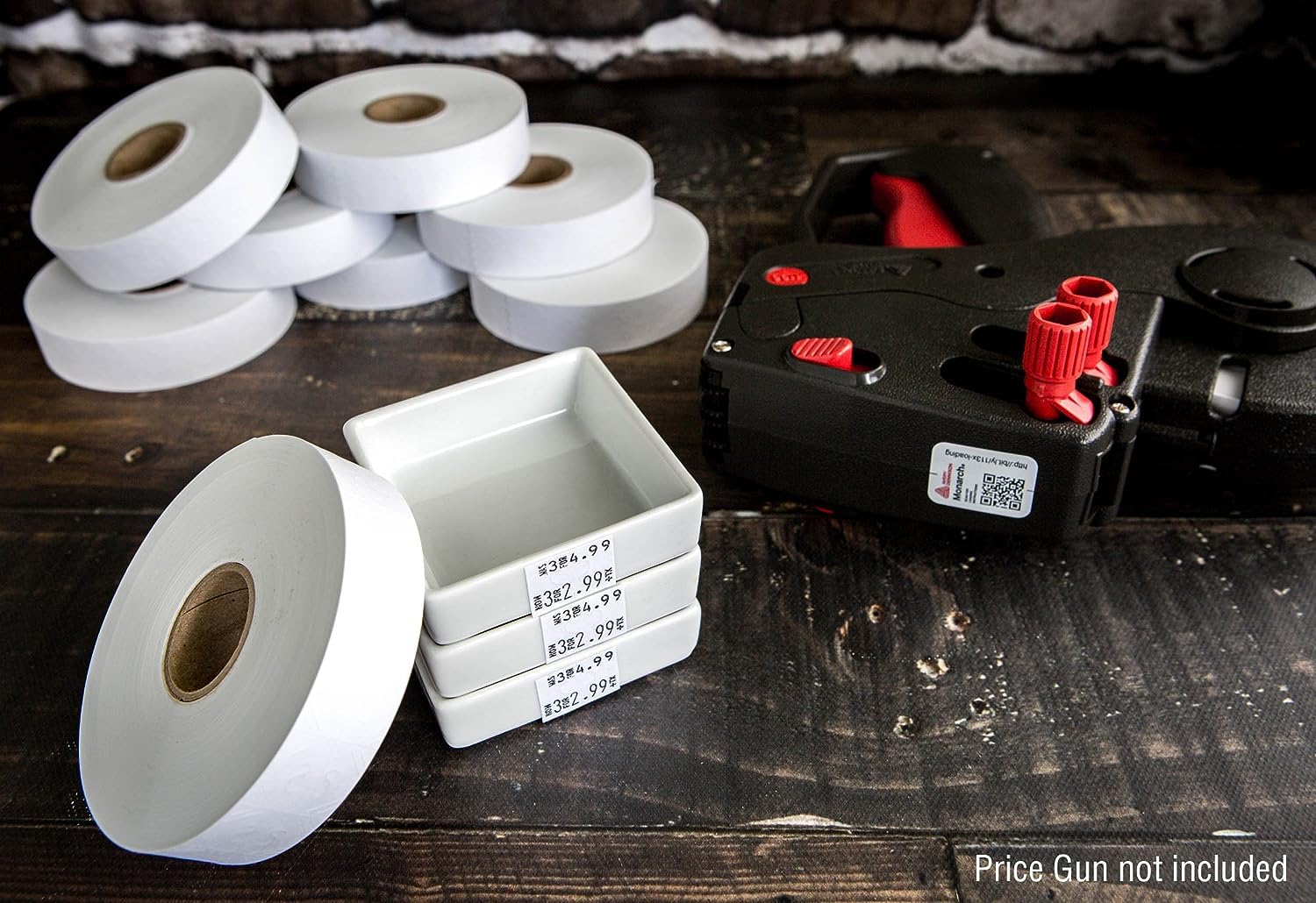 Monarch 1136 Price Gun White Labels - 8 Rolls with 1 Ink Roller for Retail Pricing, Inventory & Warehouse Organization
