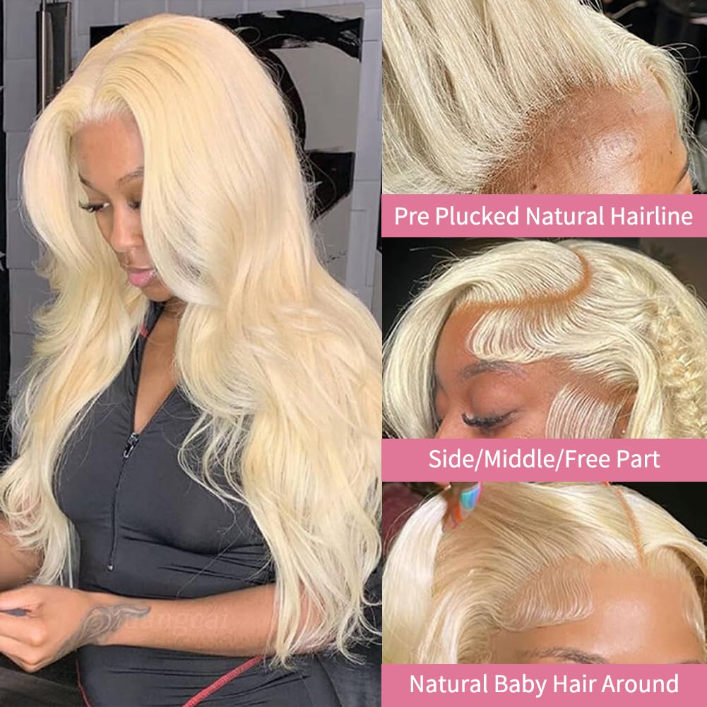 30 Inch 613 Blonde Lace Front Wig Human Hair - 13x4 Transparent Lace, 180% Body Wave, Pre-Plucked with Baby Hair - Natural Looking Lace Front Wigs for Women | Perfect for Daily Wear, Cosplay & Special Occasions