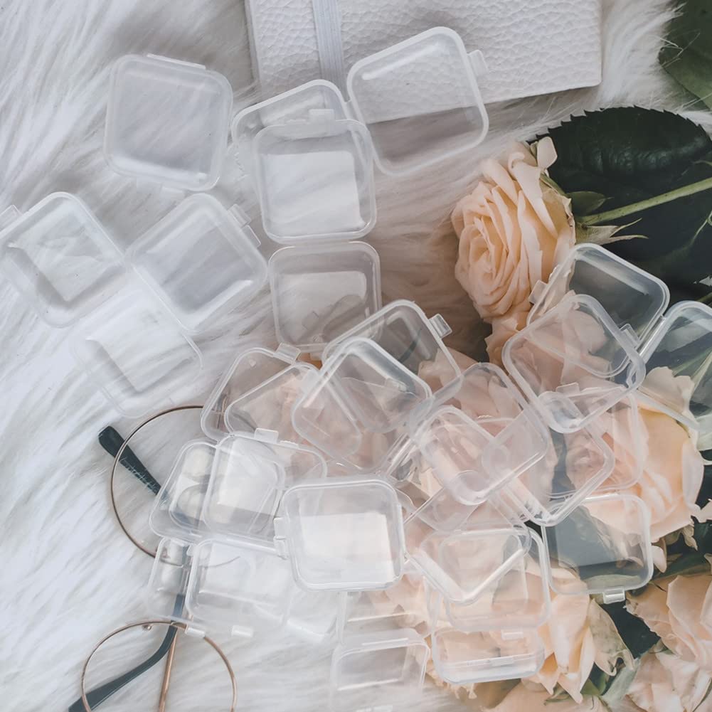 20 Pack Clear Plastic Jewelry Storage Boxes with Lids - Small Square Organizer for Earrings, Pills, Beads & Crafts | Perfect for DIY Projects, Travel & Home Organization