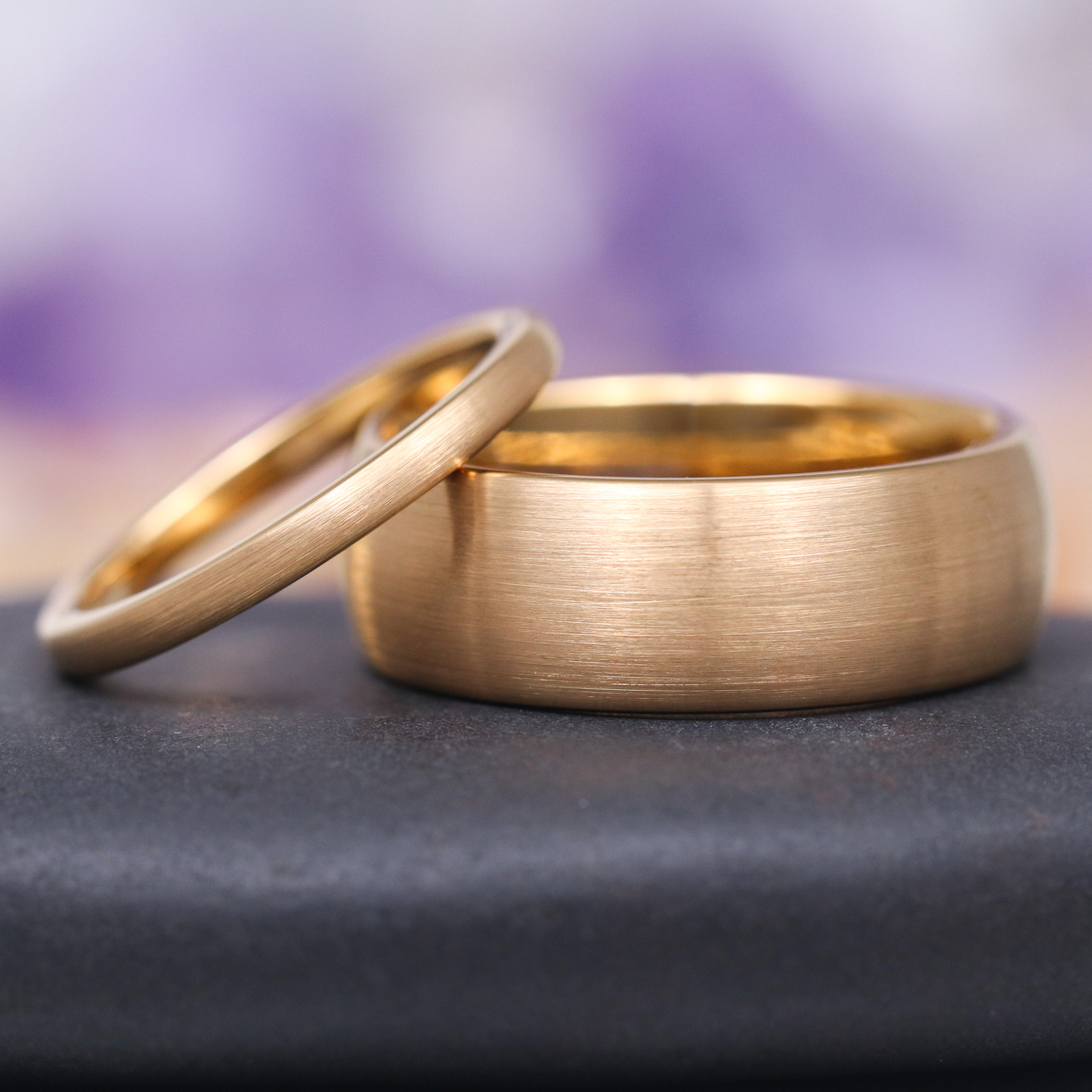 Elegant Minimalist Satin Gold Couples Ring Set - Matching Wedding Bands for Anniversary, Engagement & Romantic Gifts - Perfect for Date Nights & Special Occasions