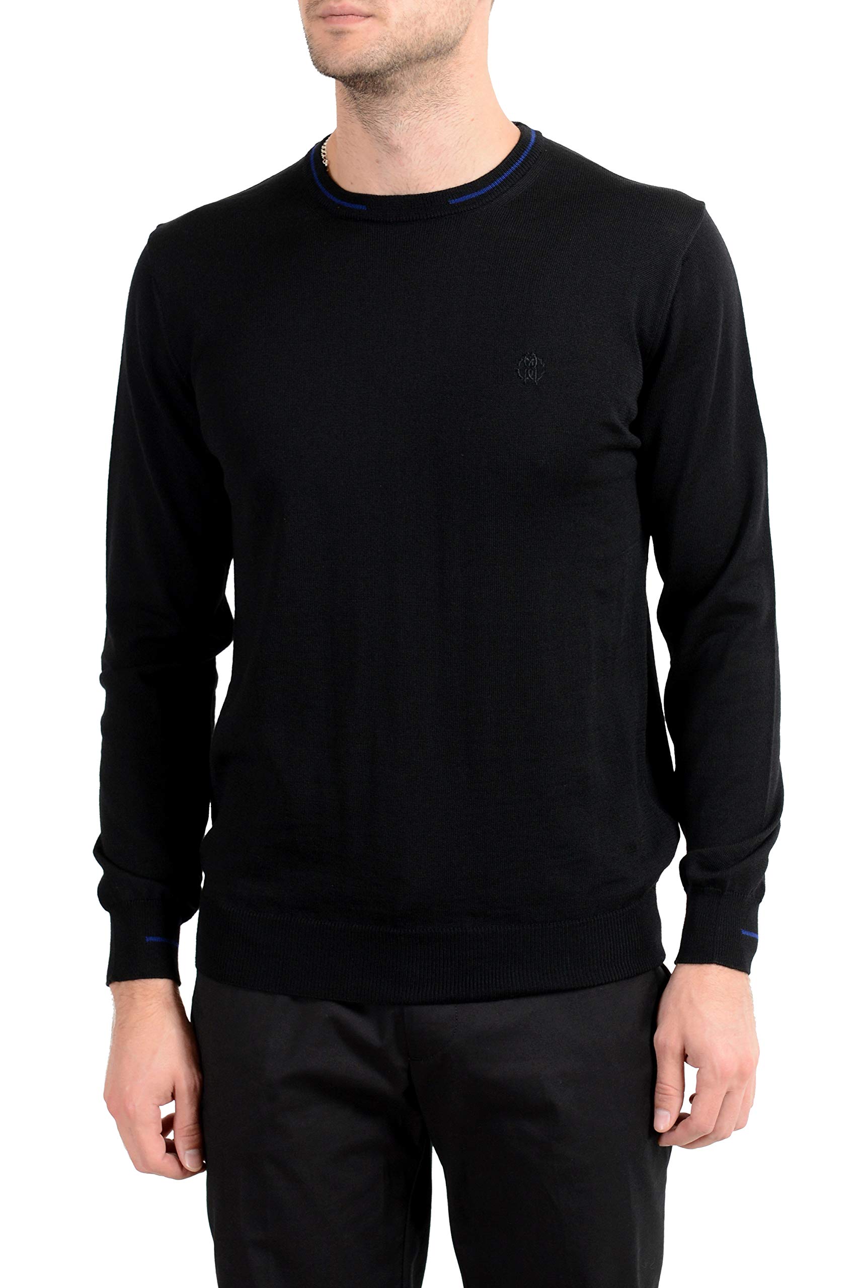 Roberto Cavalli Men's Slim Fit Crewneck Sweater - Stylish Casual Knit Pullover for Fall & Winter - Perfect for Office, Date Night & Holiday Outfits