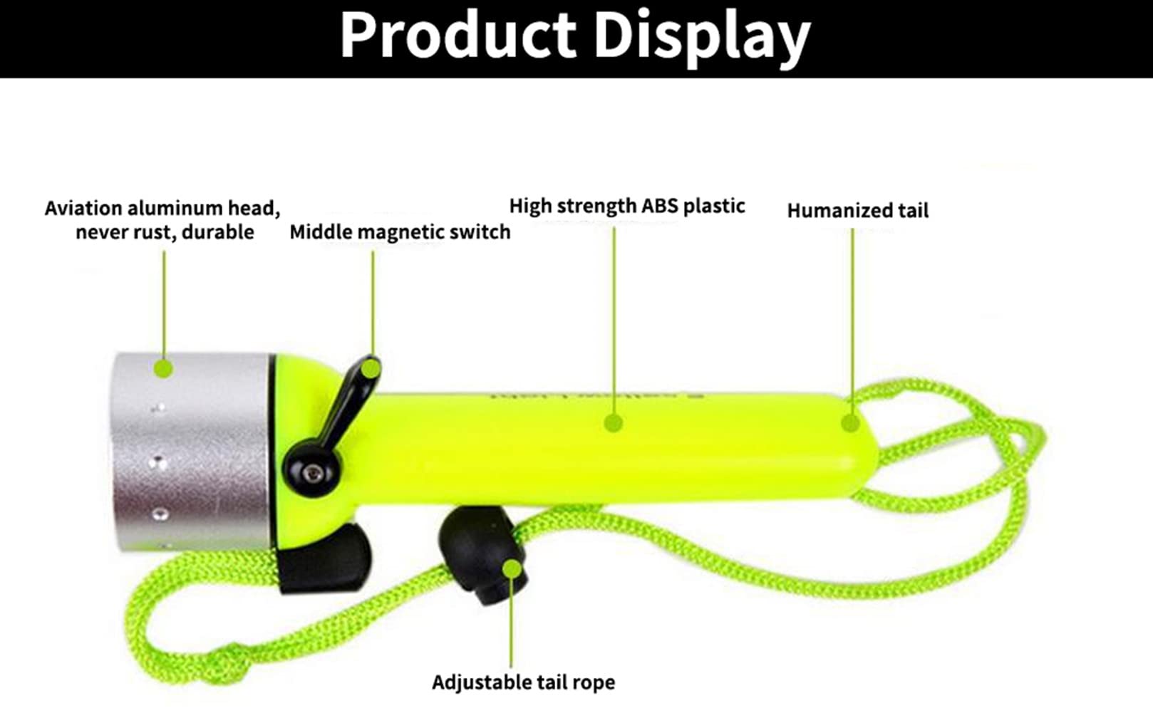 180LM Waterproof LED Dive Light - Submersible Flashlight for Underwater Diving, Snorkeling & Outdoor Adventures - Perfect for Night Fishing, Camping & Emergency Use