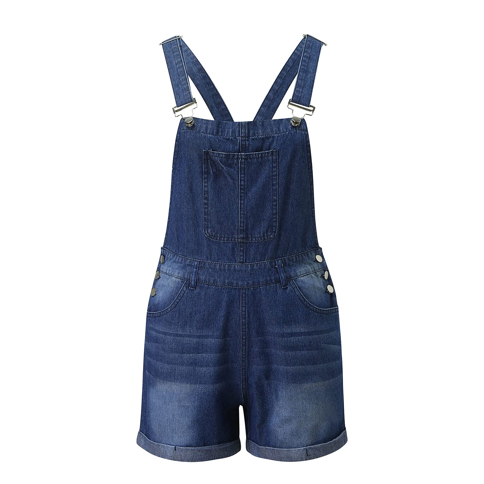 BOTCAM Women's Denim Short Jumpsuit - Sleeveless Loose Fit Cargo Dungarees with Pockets | Casual Summer Outfit, Streetwear Fashion, Weekend Wear