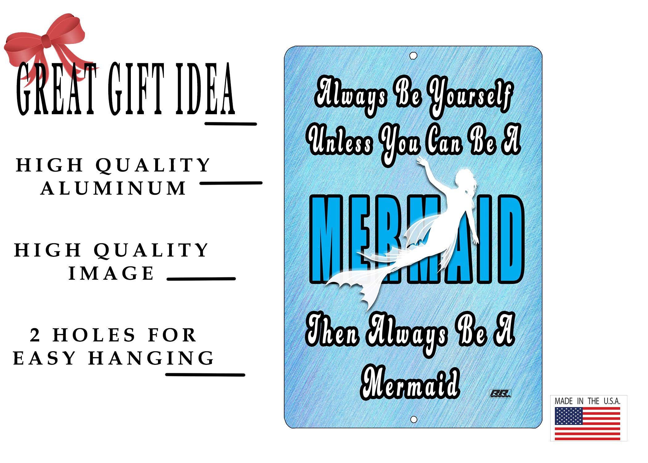 Funny Inspirational Girls Metal Tin Sign - Mermaid Wall Art for Bedroom, Door Decor, Bathroom, Kitchen, Office - Motivational Home Decoration