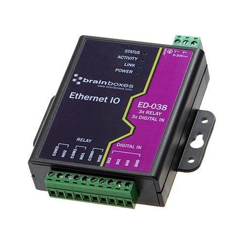 Brainboxes ED-038 Ethernet to Digital I/O Relay Module - Industrial Automation & Remote Control Solution for Smart Homes, IoT Devices, and Factory Equipment