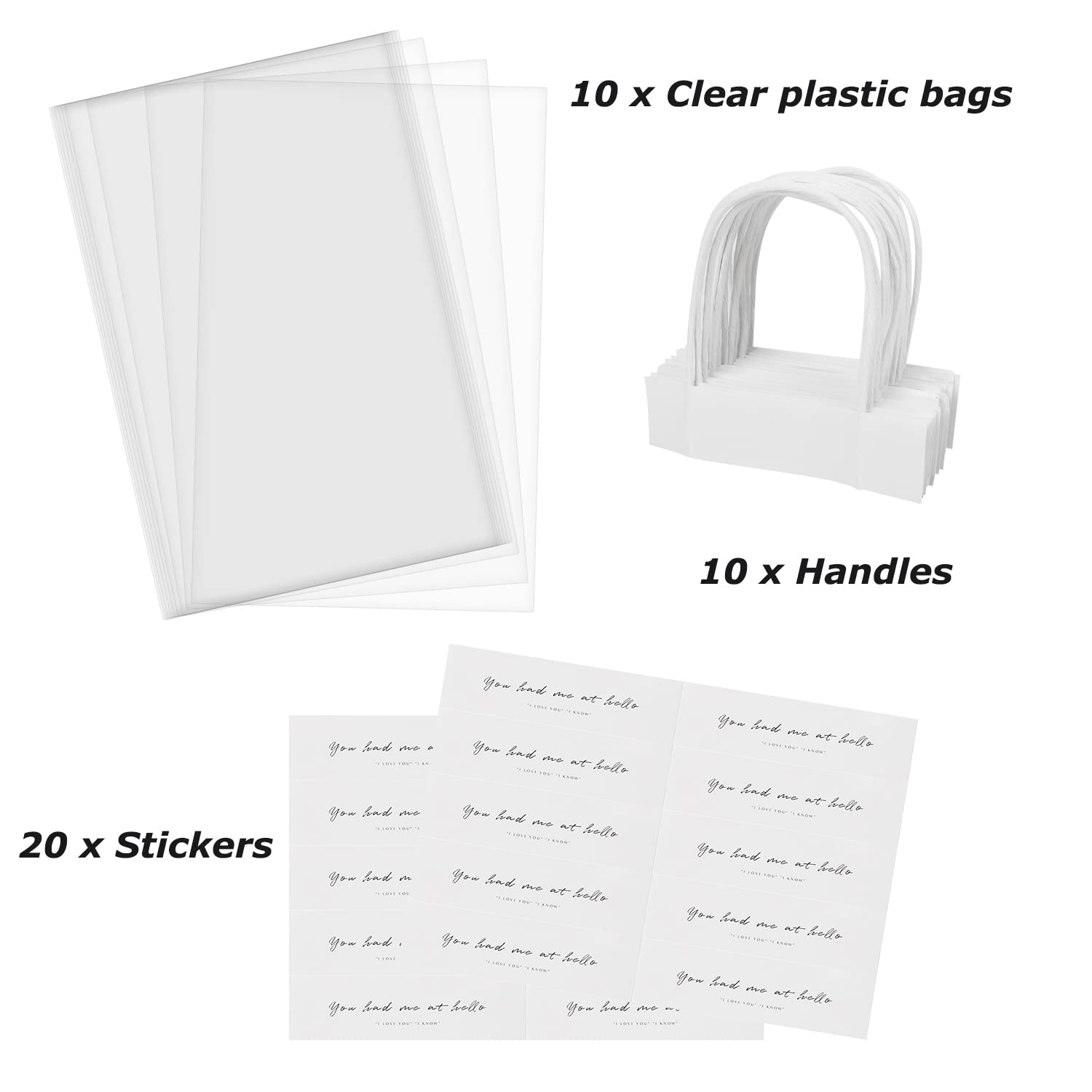 10 Pack Clear PVC Flower Packaging Bags with Handles - Rose Bouquet Gift Wrap Bags for Florist, Wedding, Birthday & Anniversary - Durable Plastic Tote Bags for Flower Arrangements, Bouquet Presentation & Gift Giving