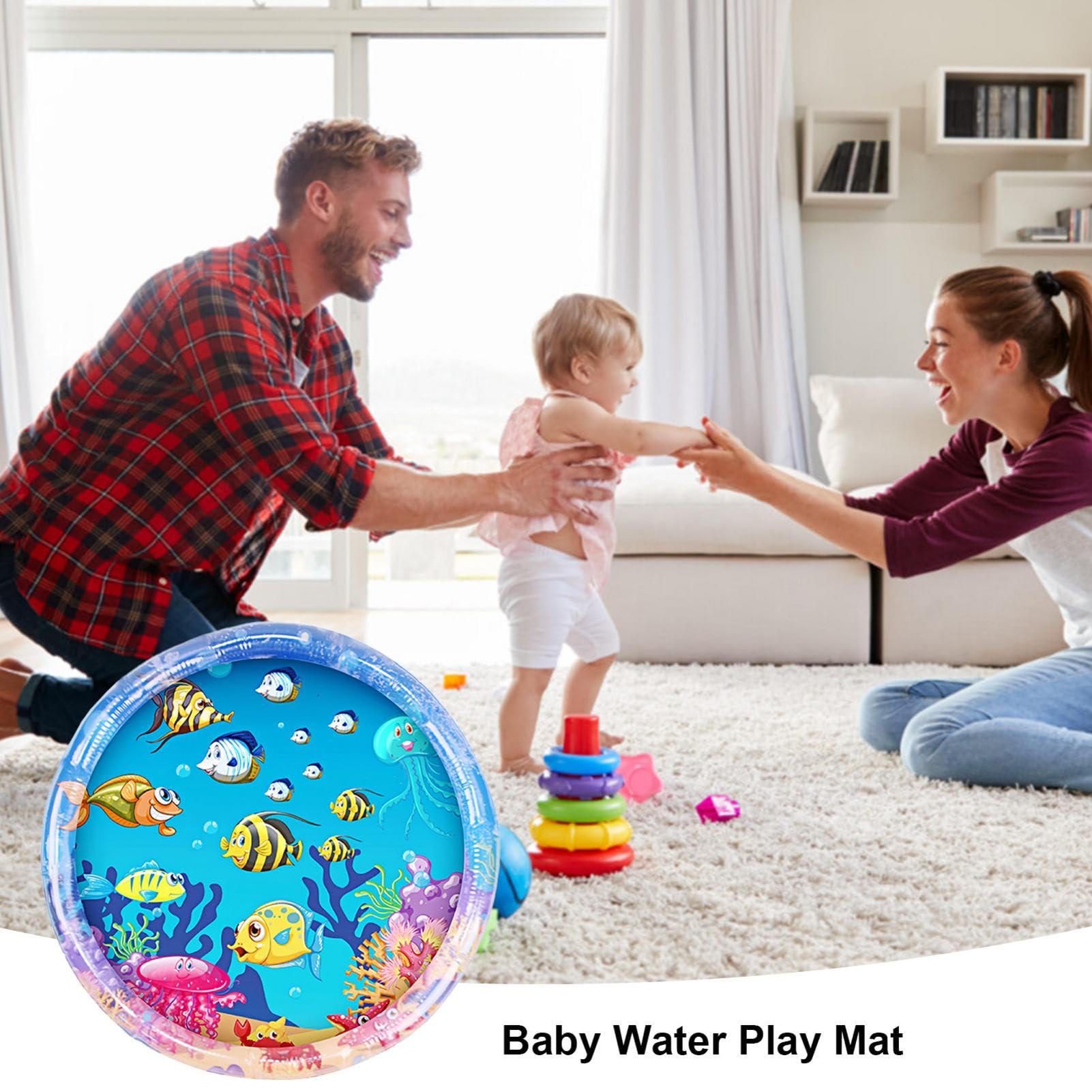 **Inflatable Baby Water Play Mat - Large Sensory Activity Center for Motor Development & Muscle Strengthening | Portable Tummy Time Mat for Infants & Toddlers | Perfect for Indoor & Outdoor Water Play**