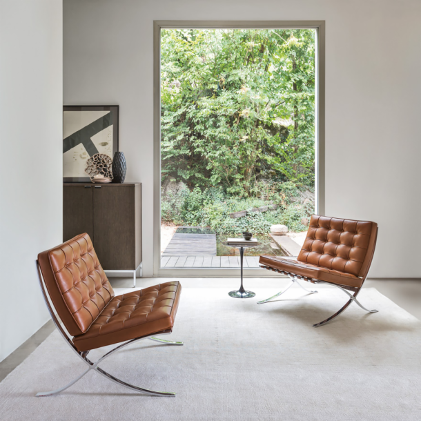 Knoll Barcelona Chair - Iconic Modern Lounge Chair for Living Room & Office | Premium Leather & Stainless Steel Design | Perfect for Mid-Century Modern & Contemporary Interiors